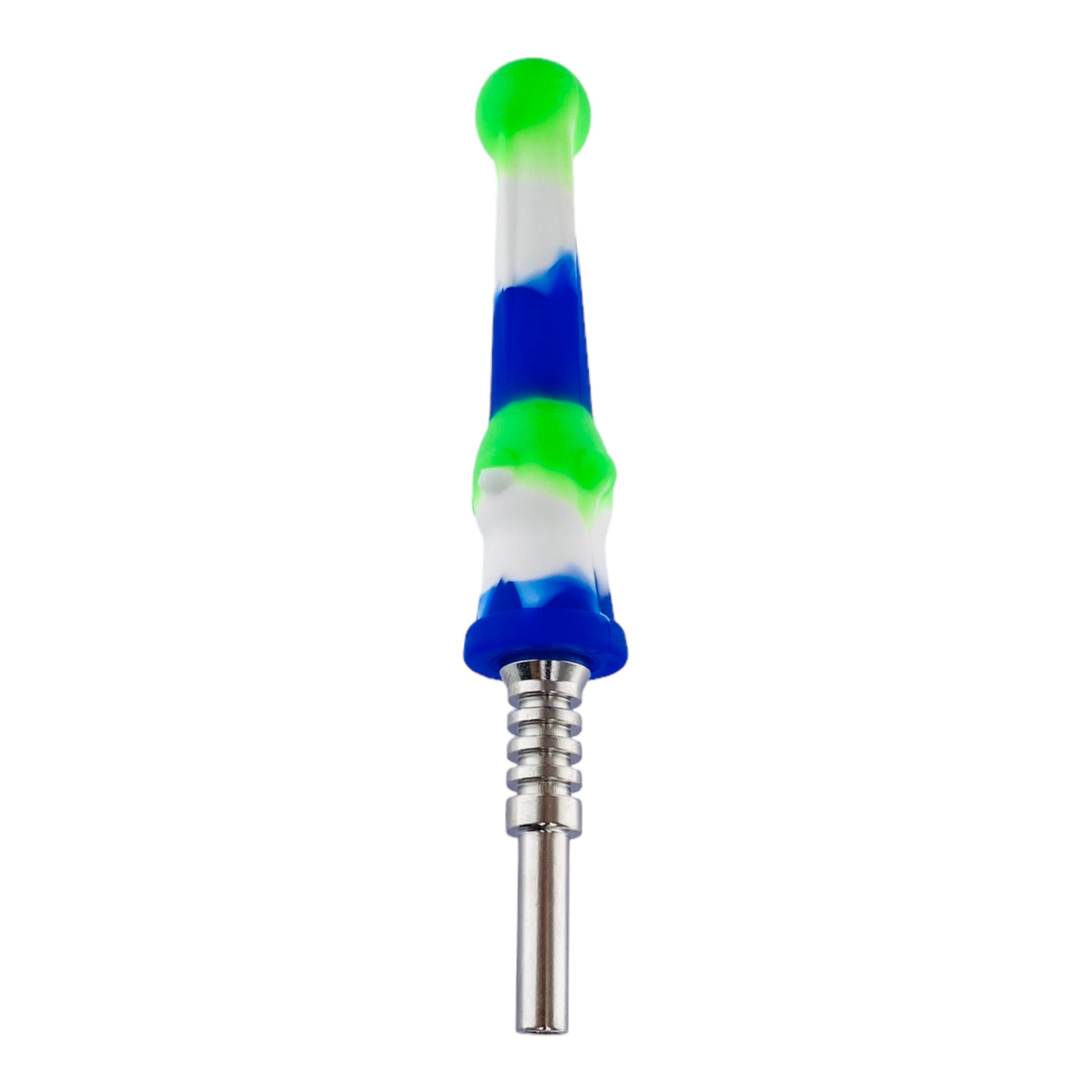 small best cheap affordable and portable 14mm Blue green and white Silicone Nectar Collector With Titanium Tip