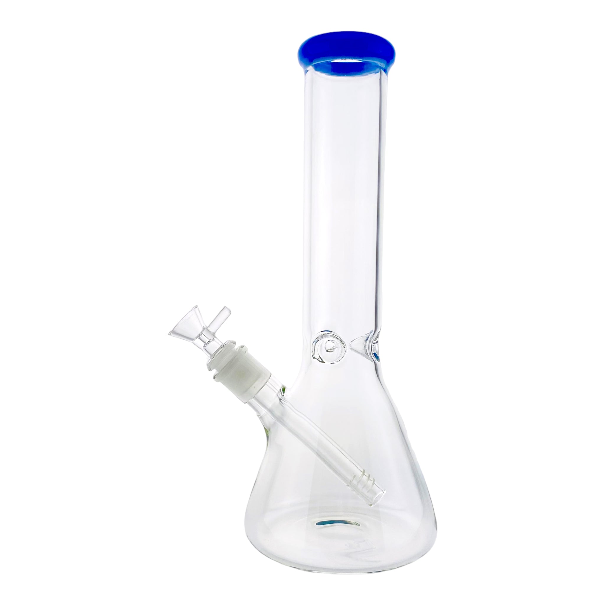 12 Inch Clear Beaker Bong With Blue Color Lip