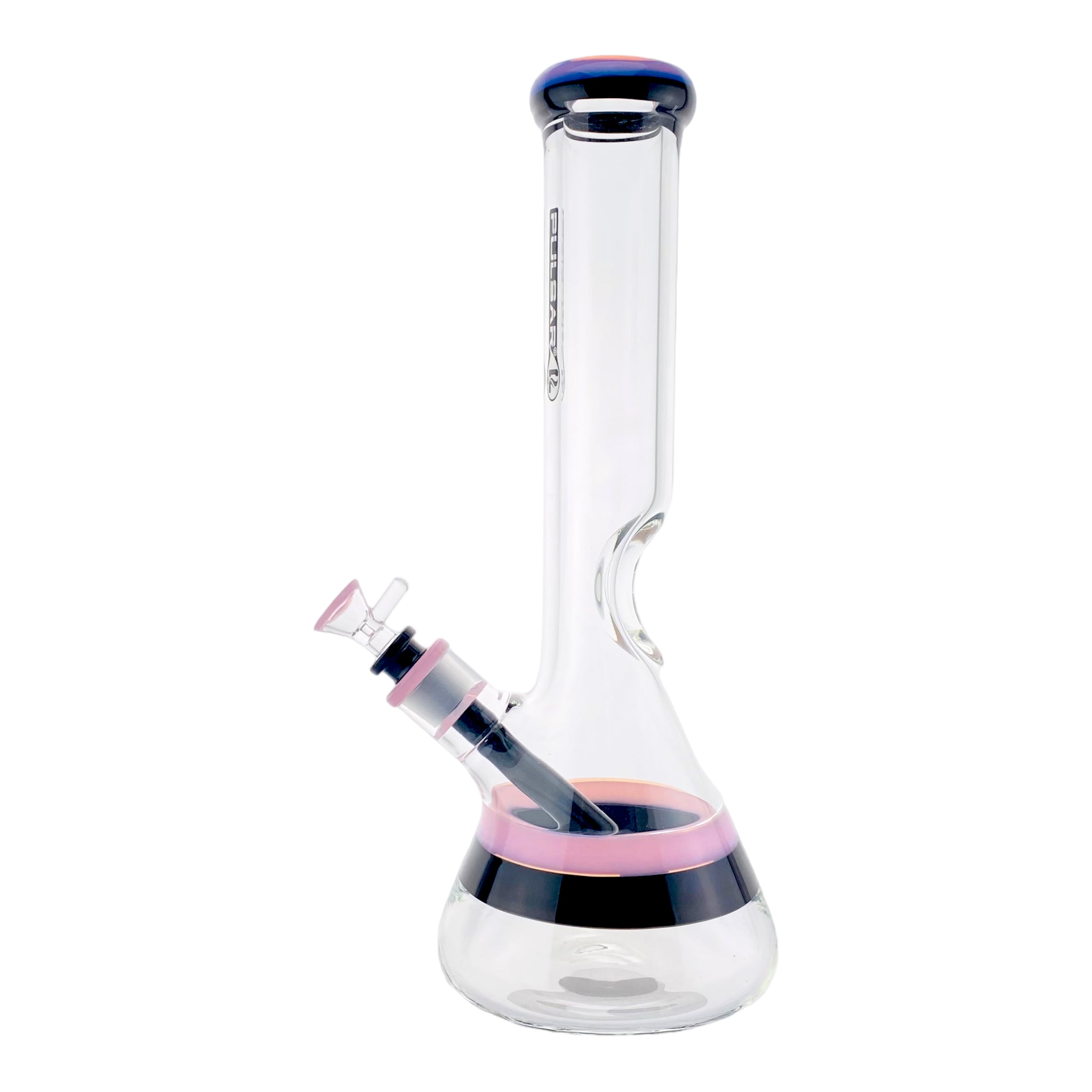 Pulsar Glass - 9mm Thick Pink And Black Two Tone Beaker Bong