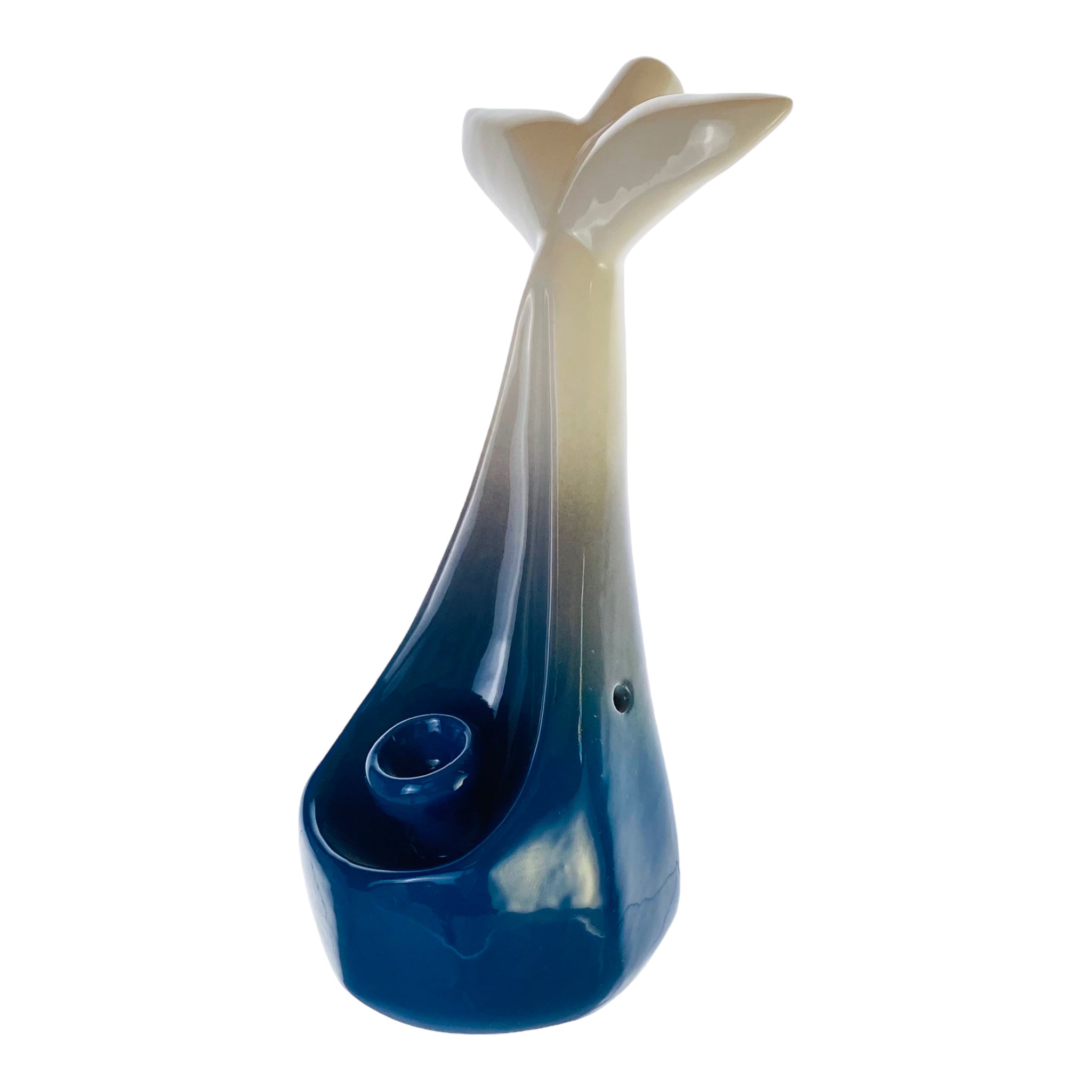 Whale Tail Ceramic Bong - Blue & White