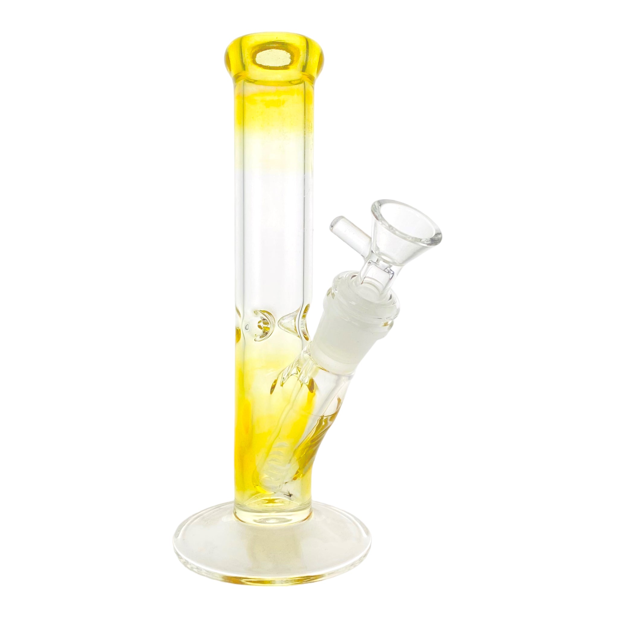 8 Inch Straight Glass Bong With Silver Fume