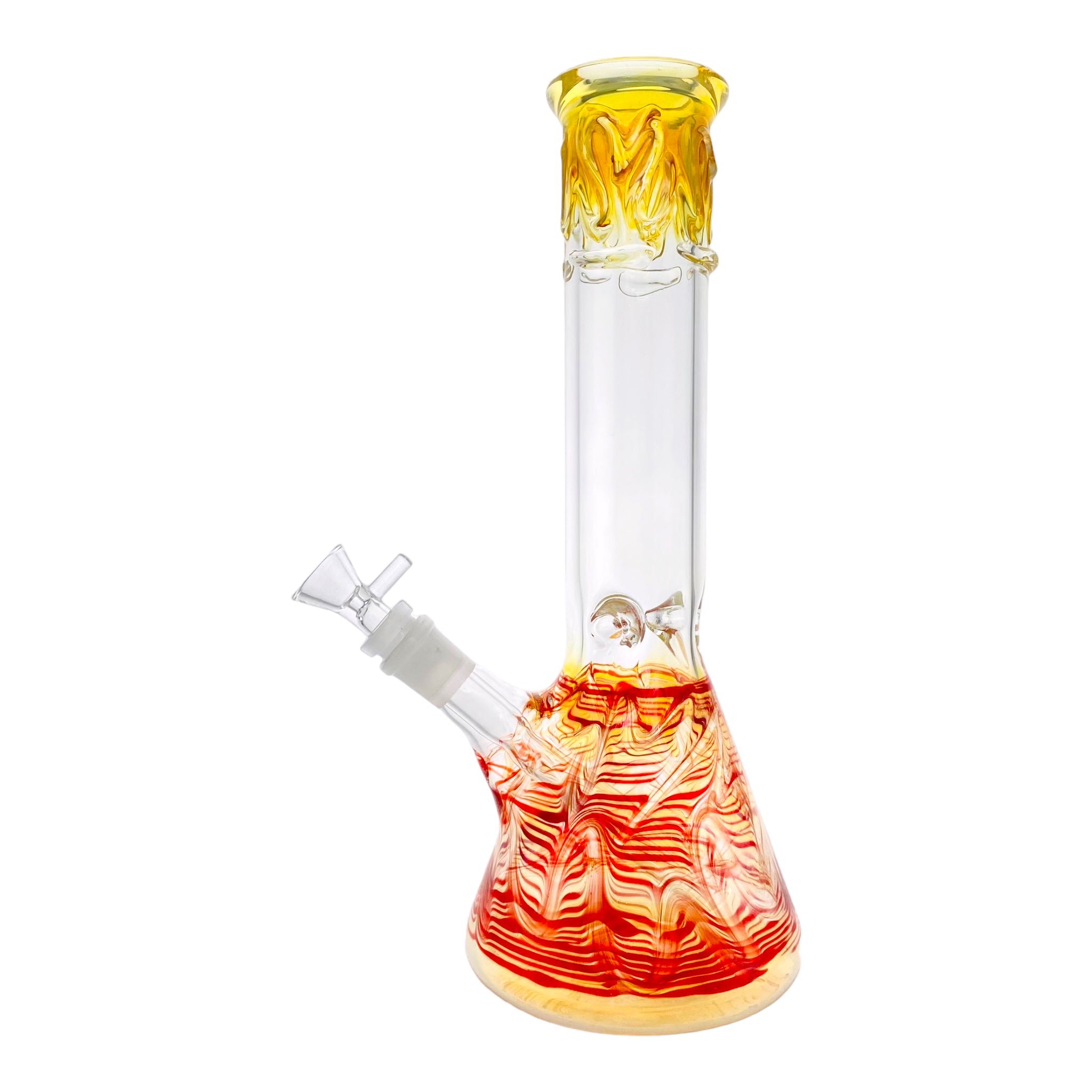 12 Inch Beaker Bong With Color Changing Fuming And Red Wrap And Rake