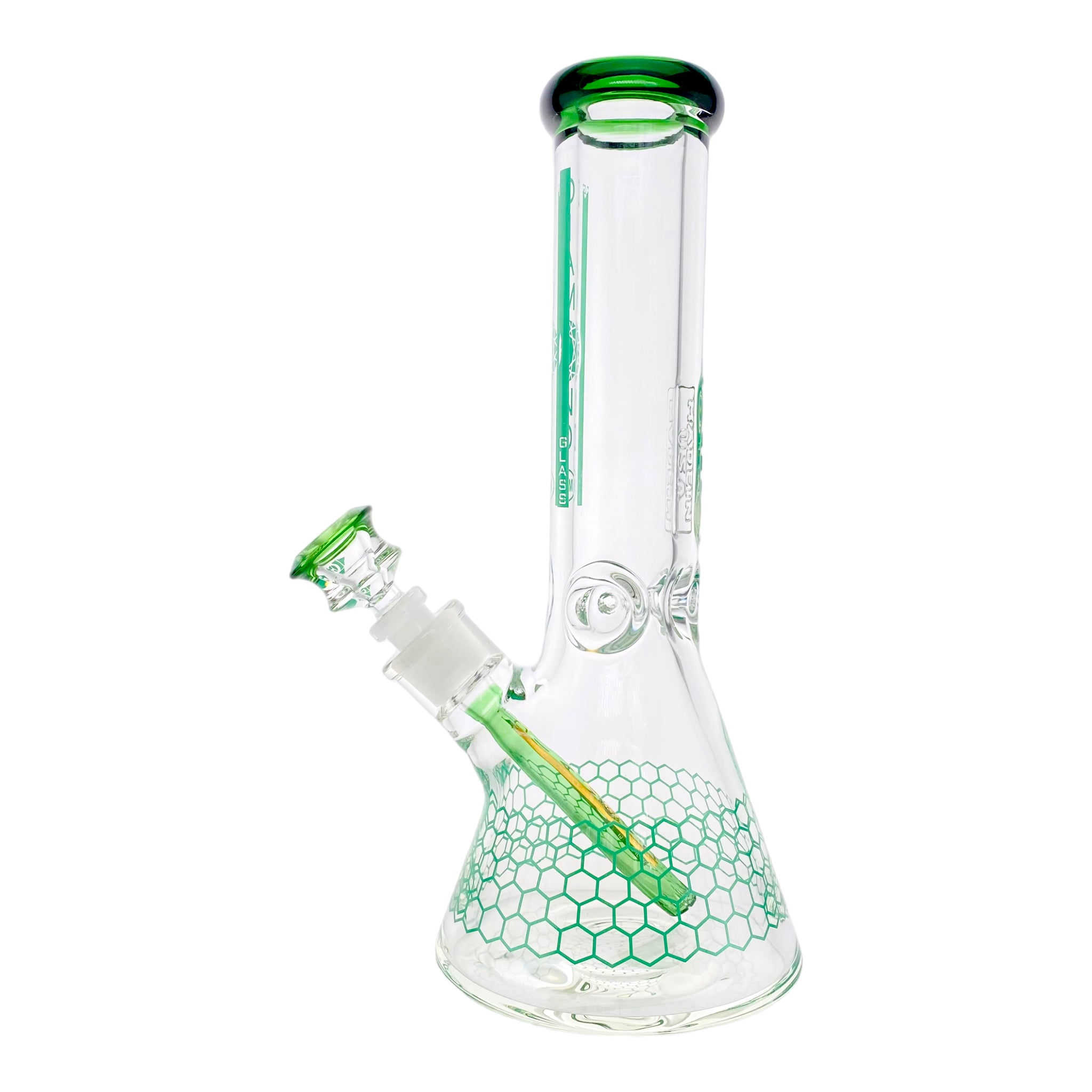 Diamond Glass - 12 Inch Beaker With Green Honeycomb 9mm Thick