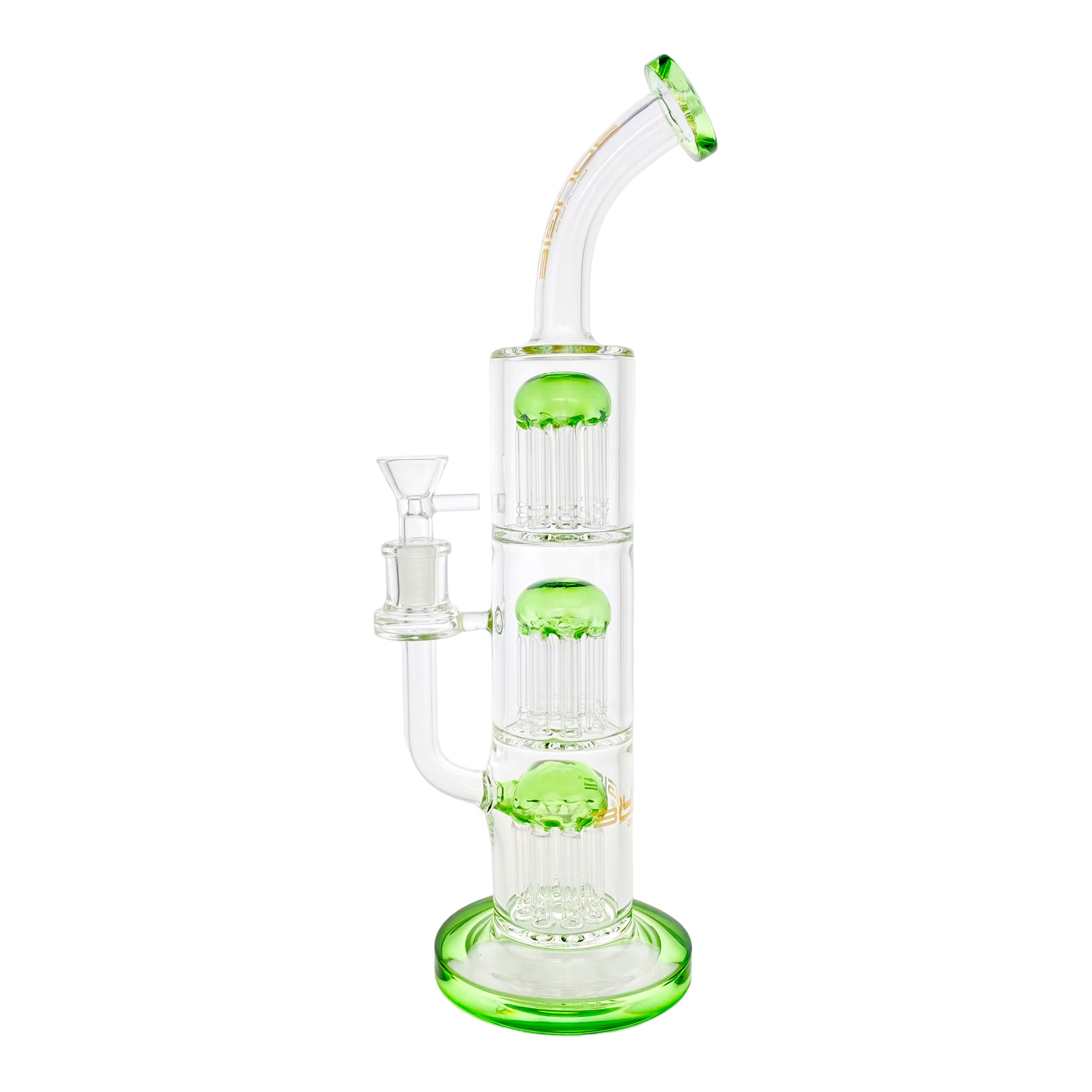 Bougie Glass - 12 Inch Green Triple Tree Perc Bubbler Bong