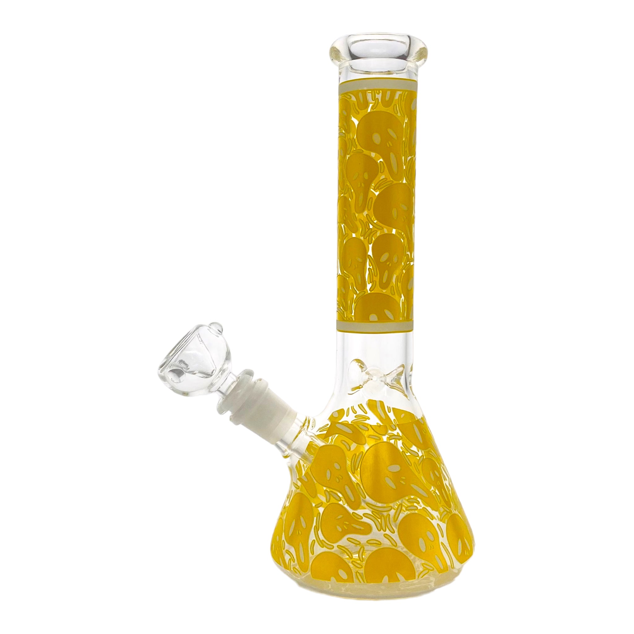 10 Inch Glass Beaker Bong With Yellow Ghosts