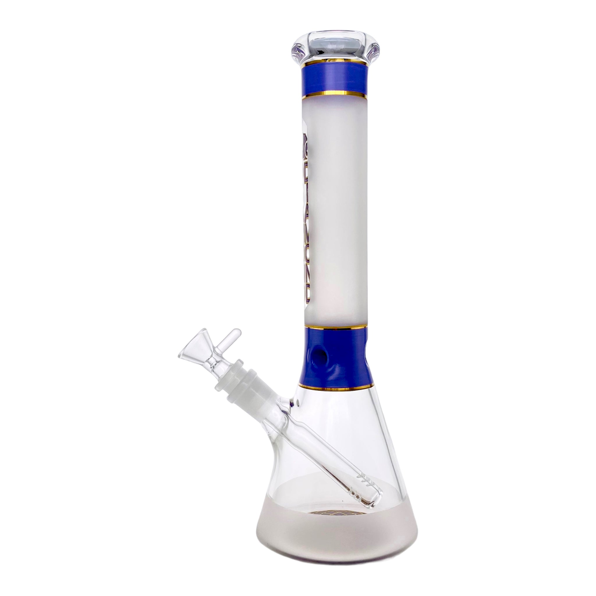 Diamond Glass - 12 Inch Purple & Gold Sandblasted Beaker Bong