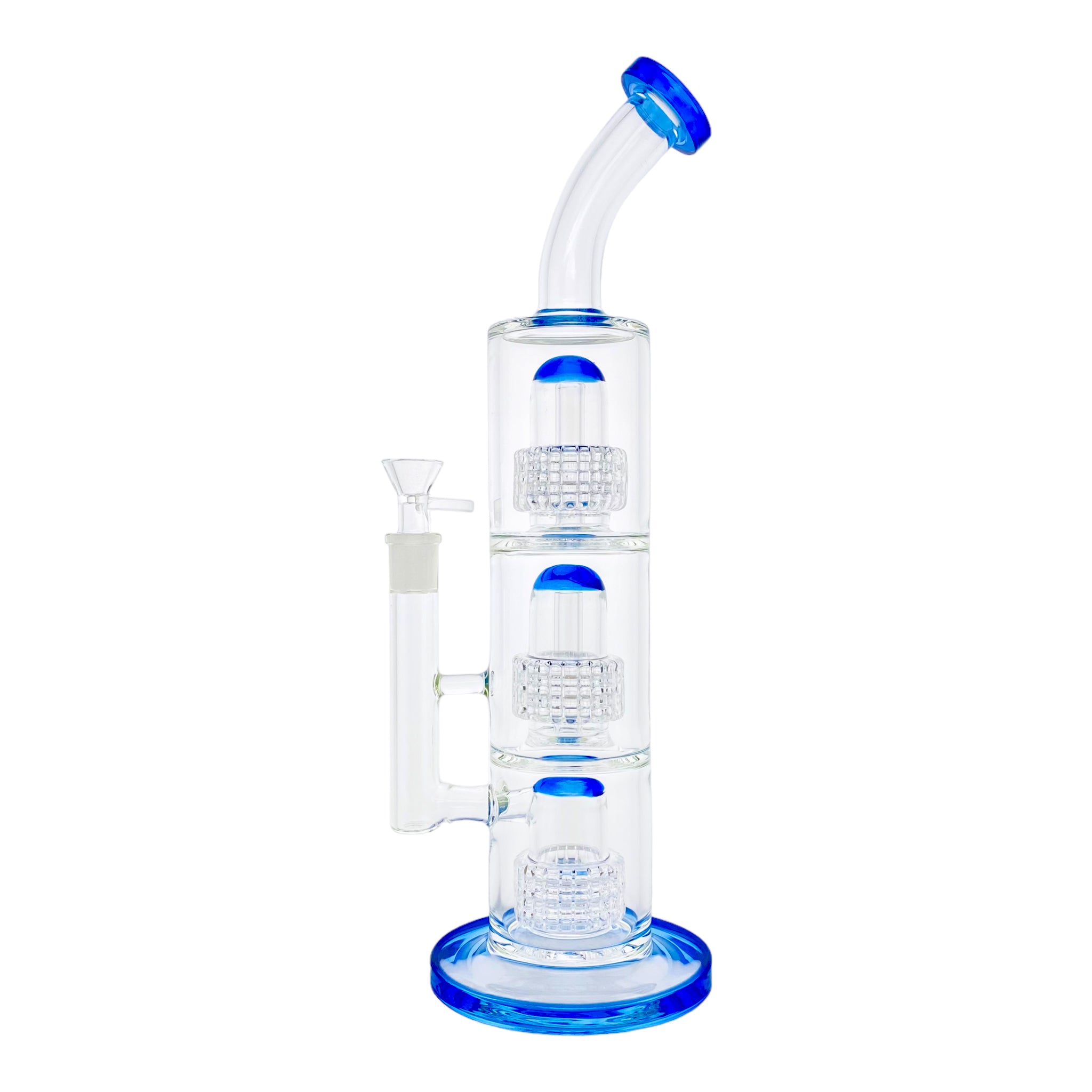 Extra Large Triple Perc Bubbler Bong - Blue