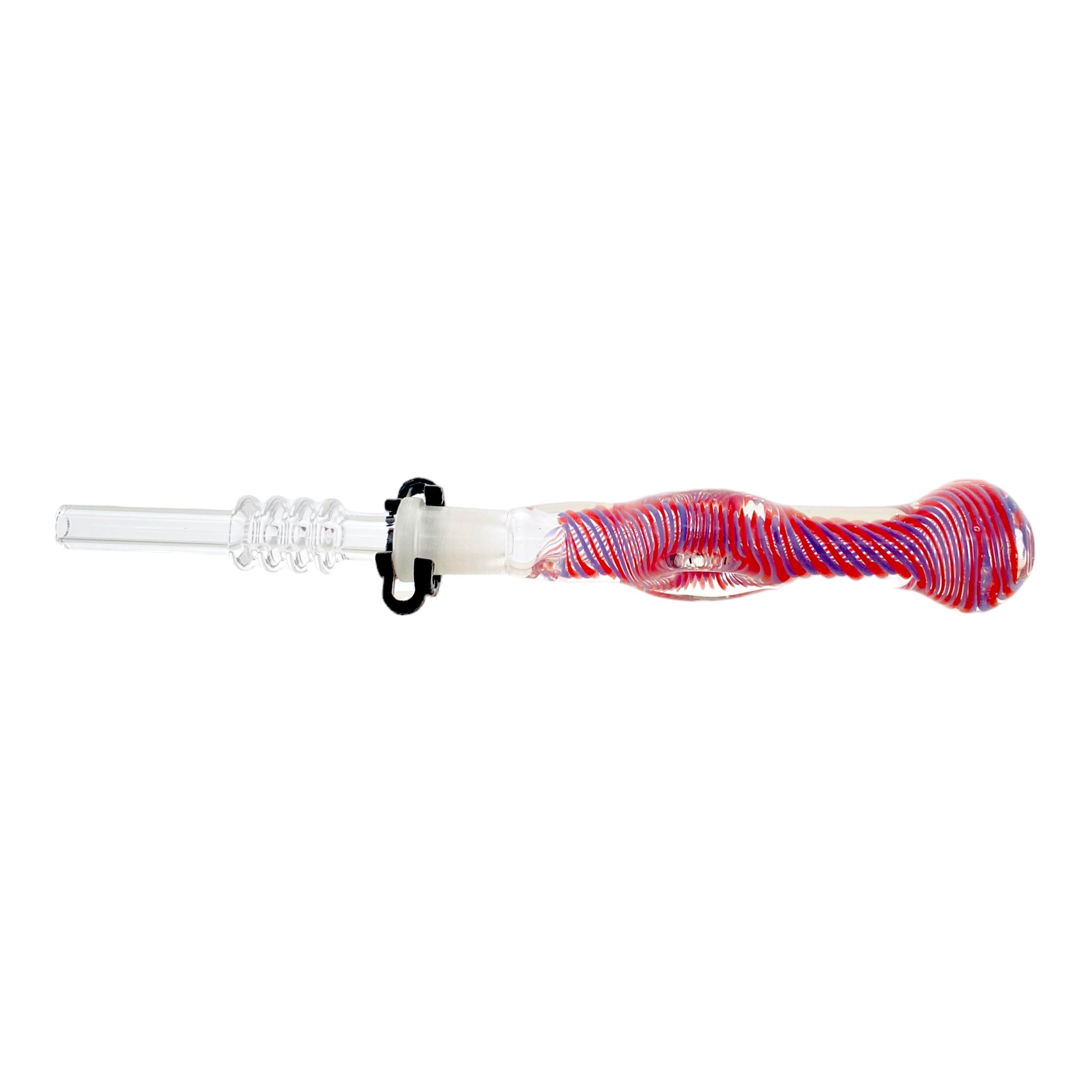 10mm Nectar Collector - Blue And Red Inside Out Spiral Donut With 10mm Quartz Tip