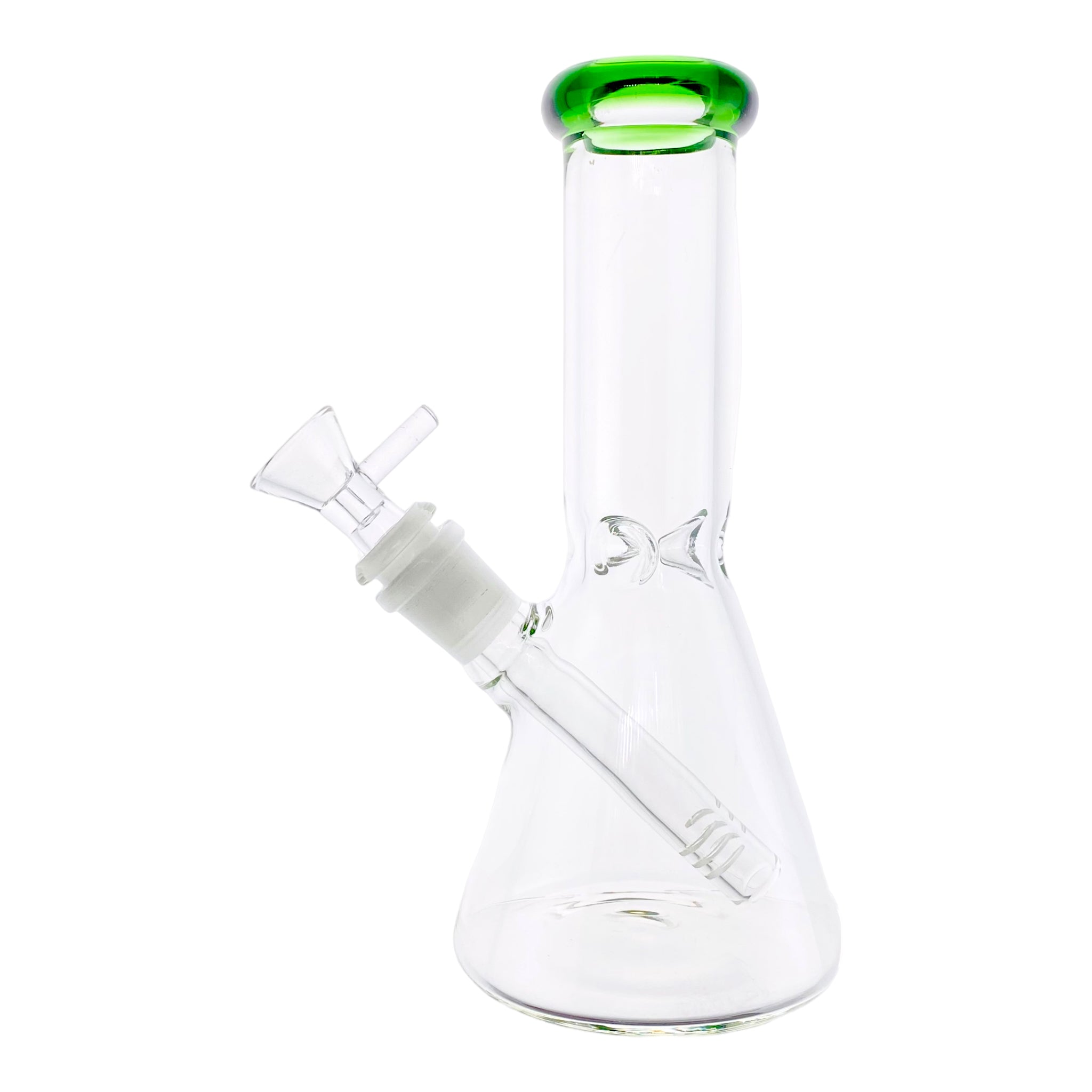 8 Inch Clear Beaker Bong With Green Color Lip