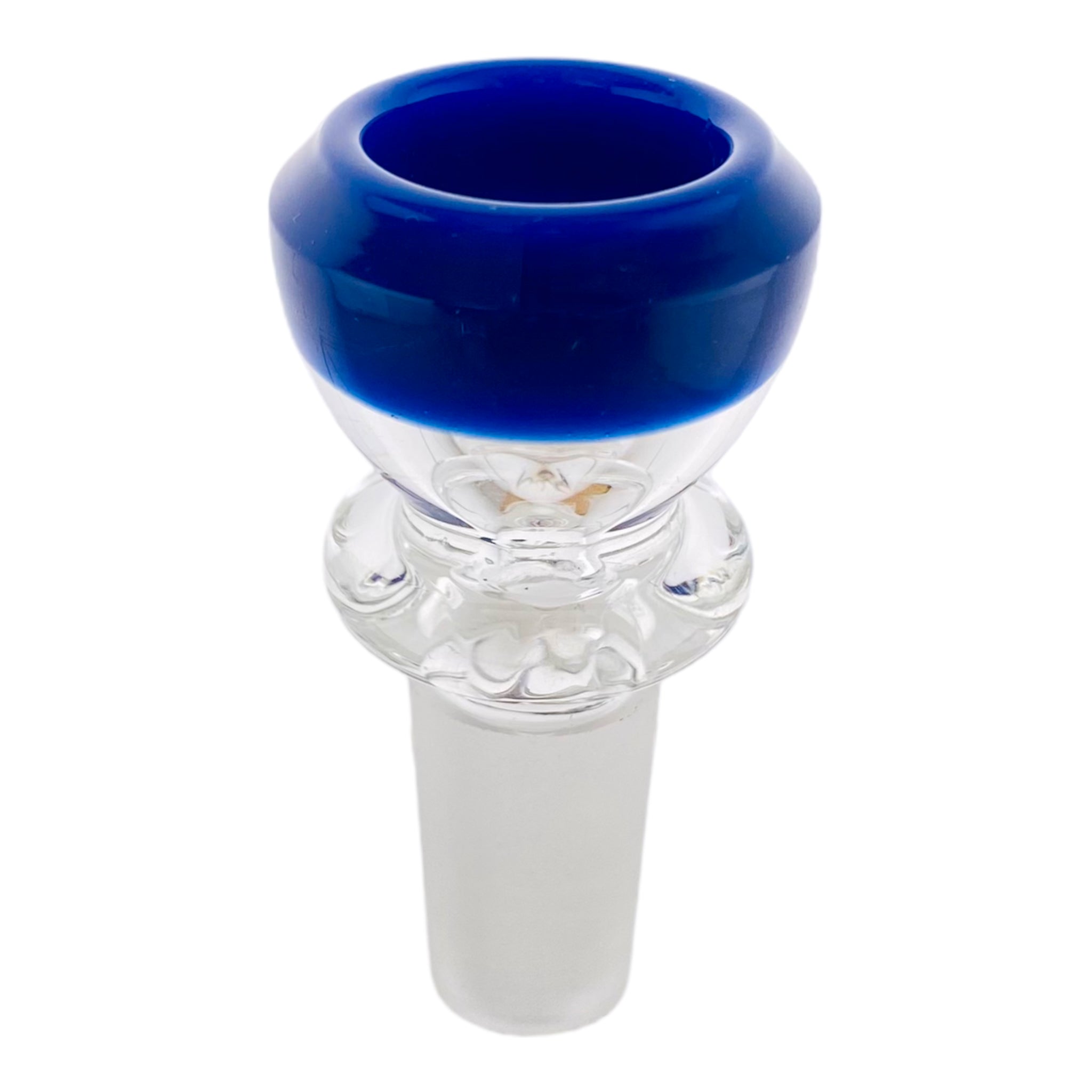 14mm Flower Bowl - Color Rim Bong Bowl Piece - Blue