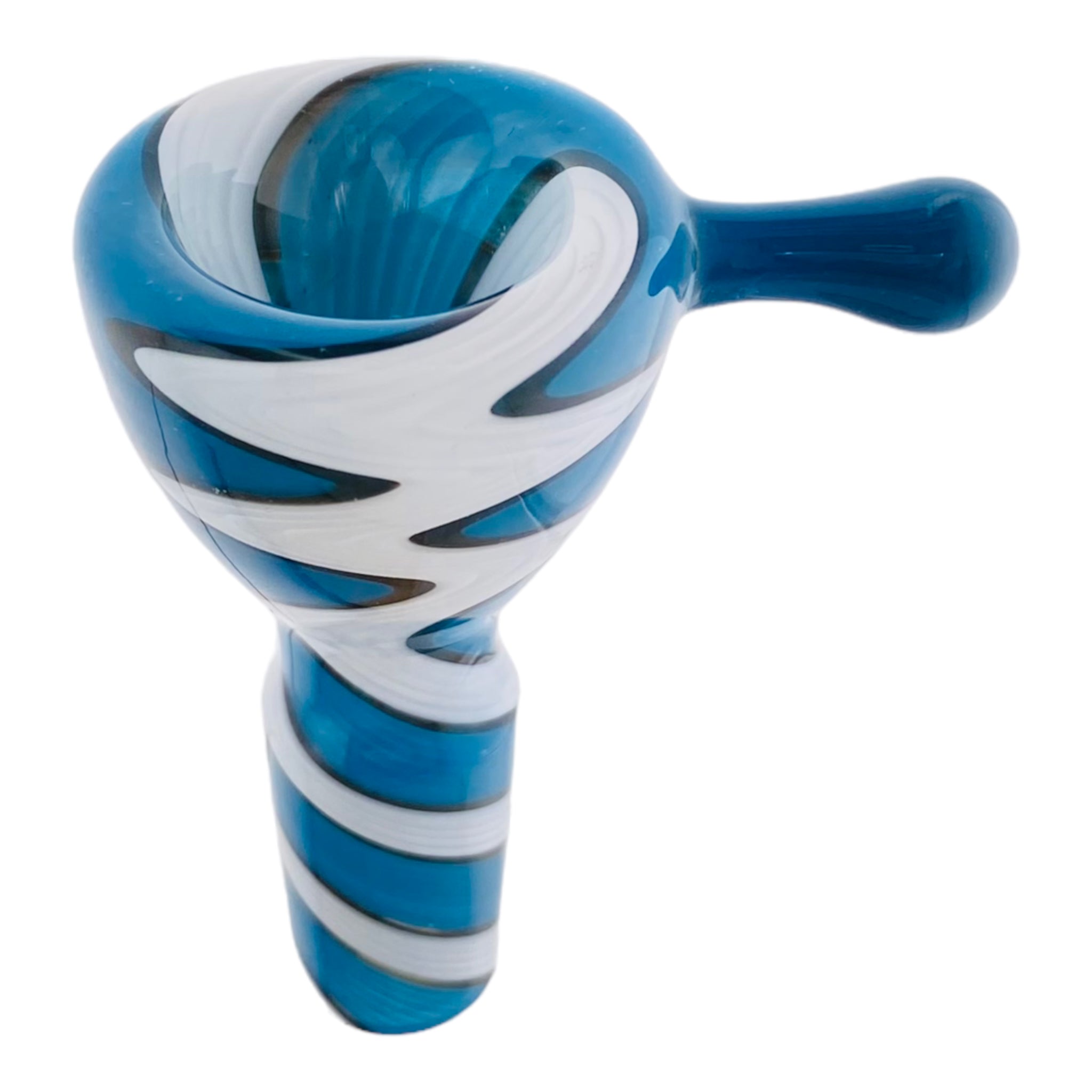 14mm Flower Bowl - Full Color Blue & White Wig Wag Bong Bowl Piece