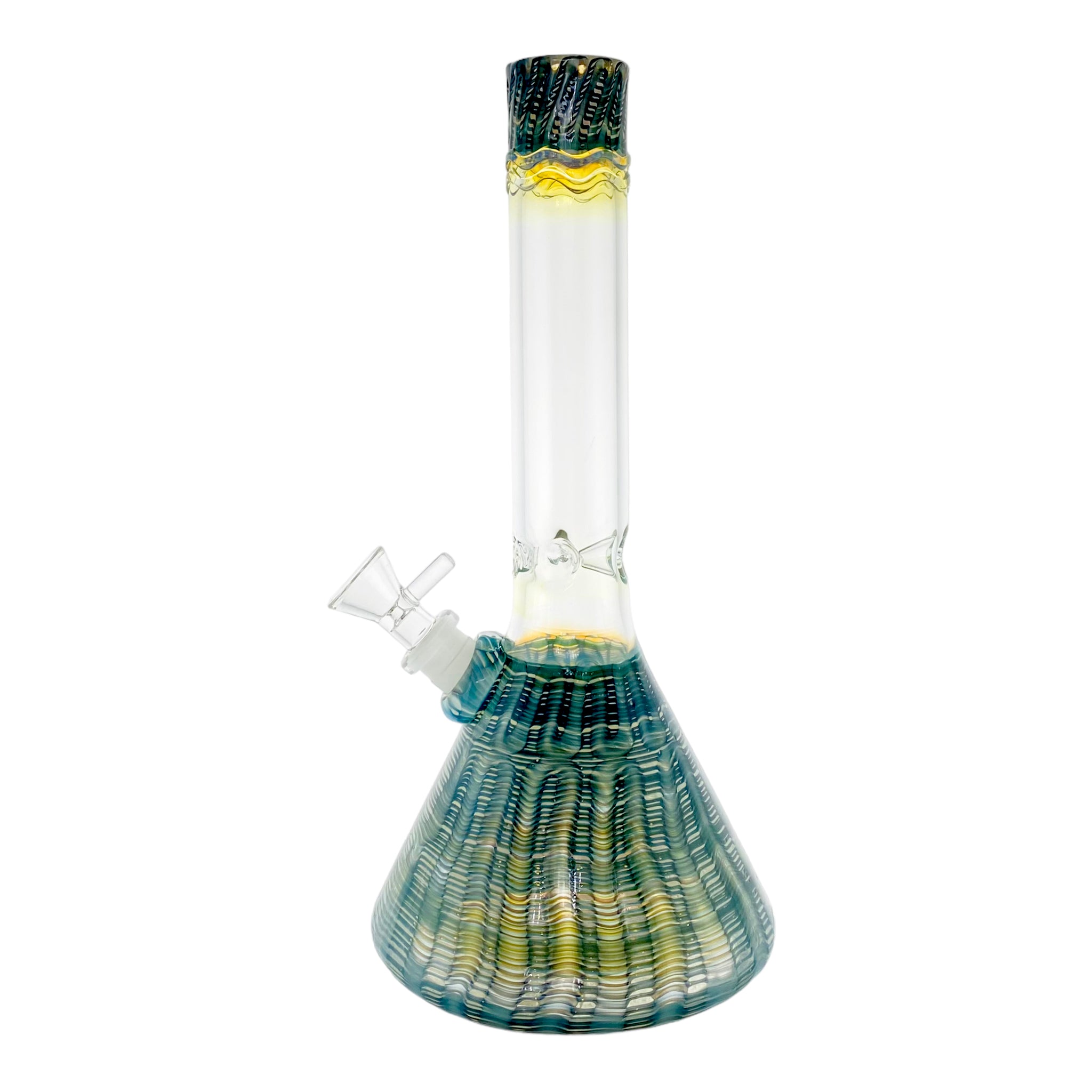 HVY Glass - Emerald Blue Wrap And Wrake Beaker Bong