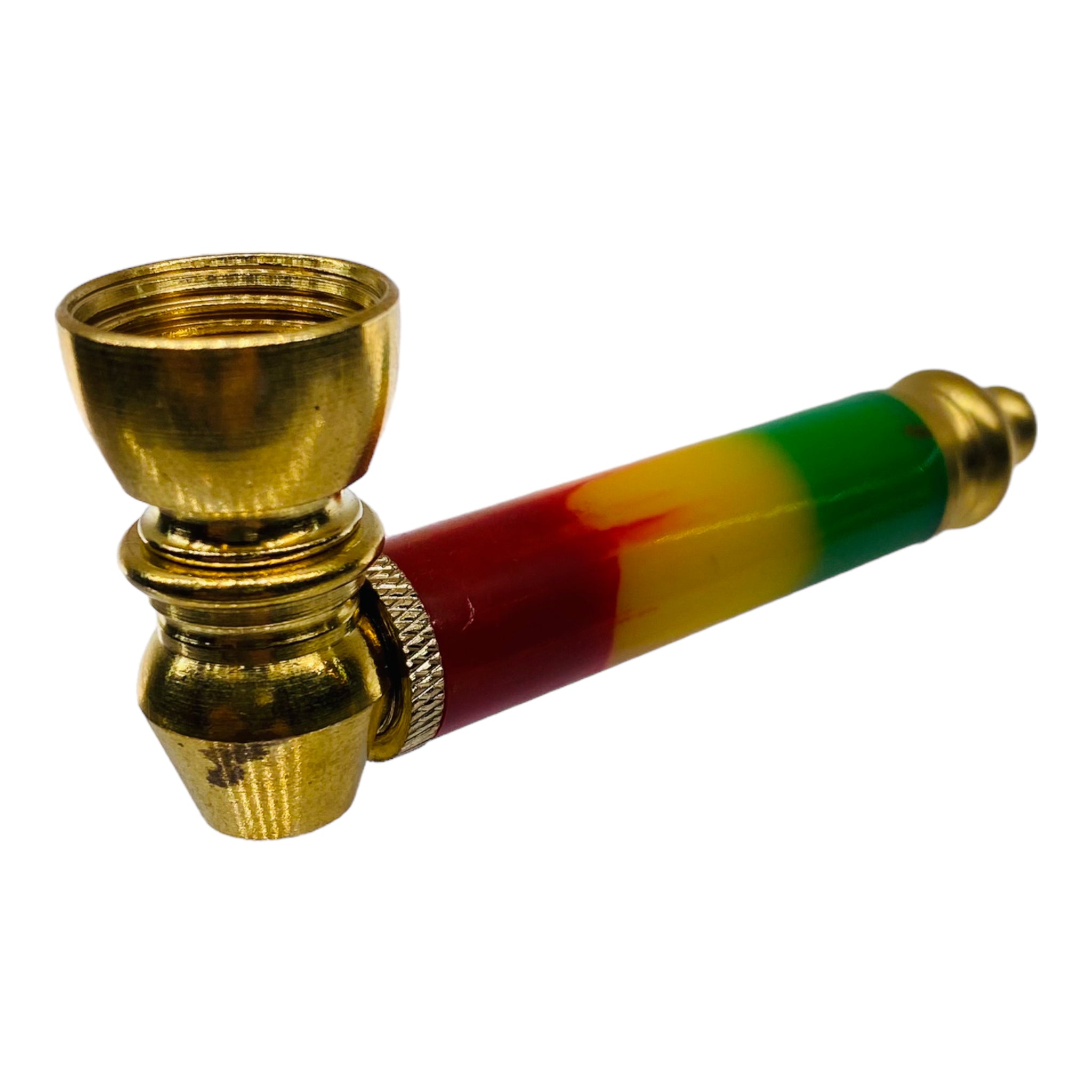 Metal weed or tobacco pipe with rasta color chamber for sale free shipping