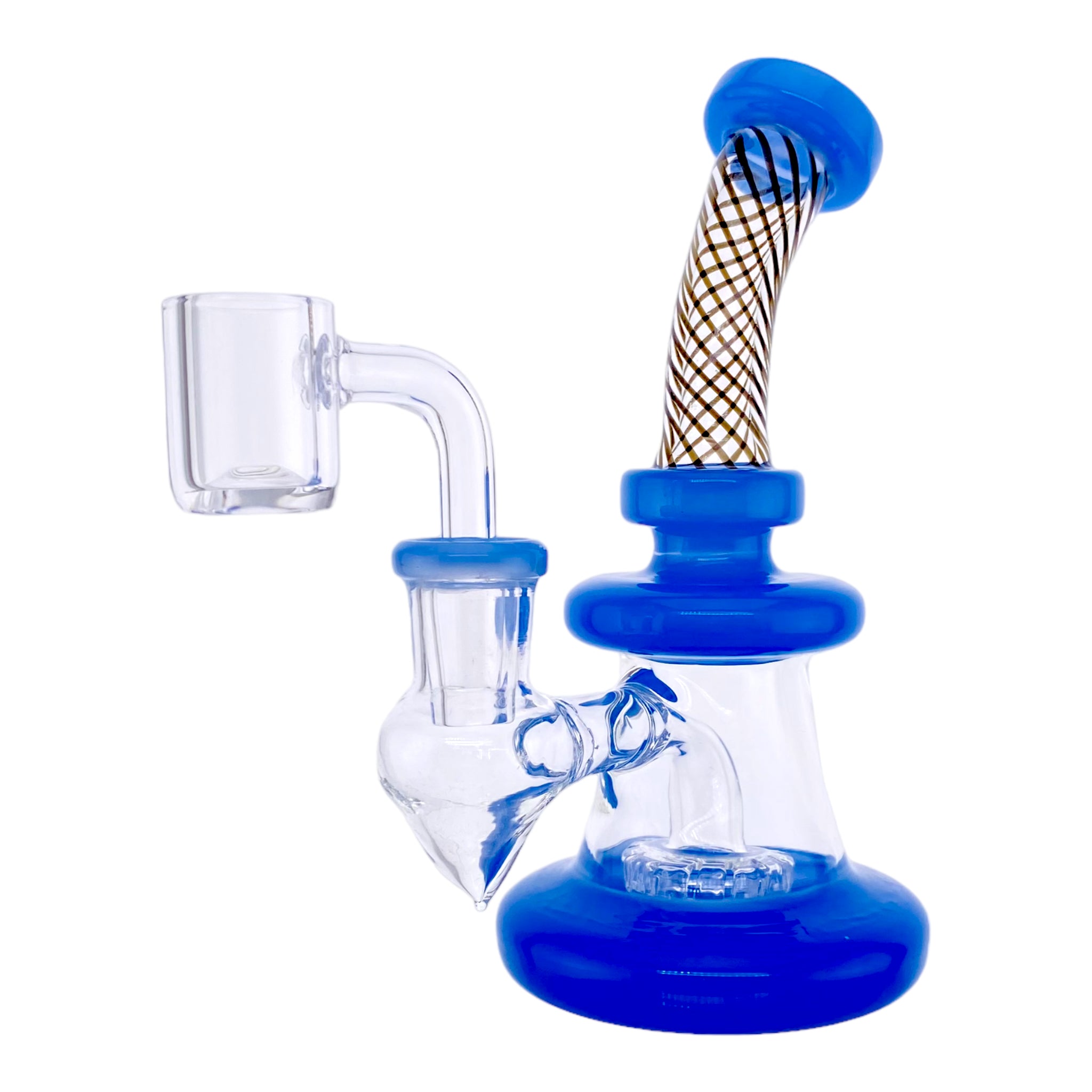 Small Light Blue Dab Rig With Black Twist Neck