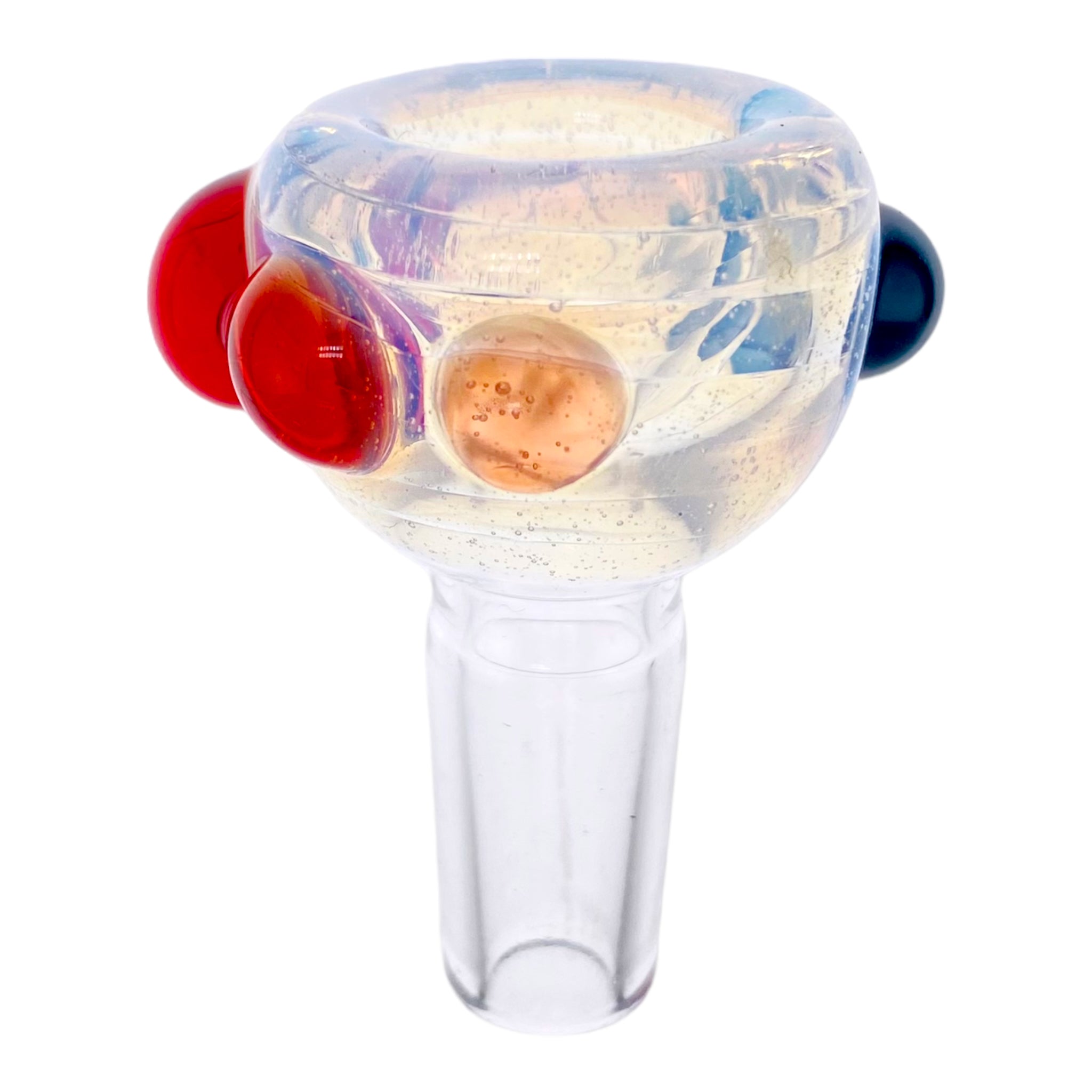 Arko Glass - 14mm Flower Bowl - Mystic Fume Bowl With Red & Black Dots