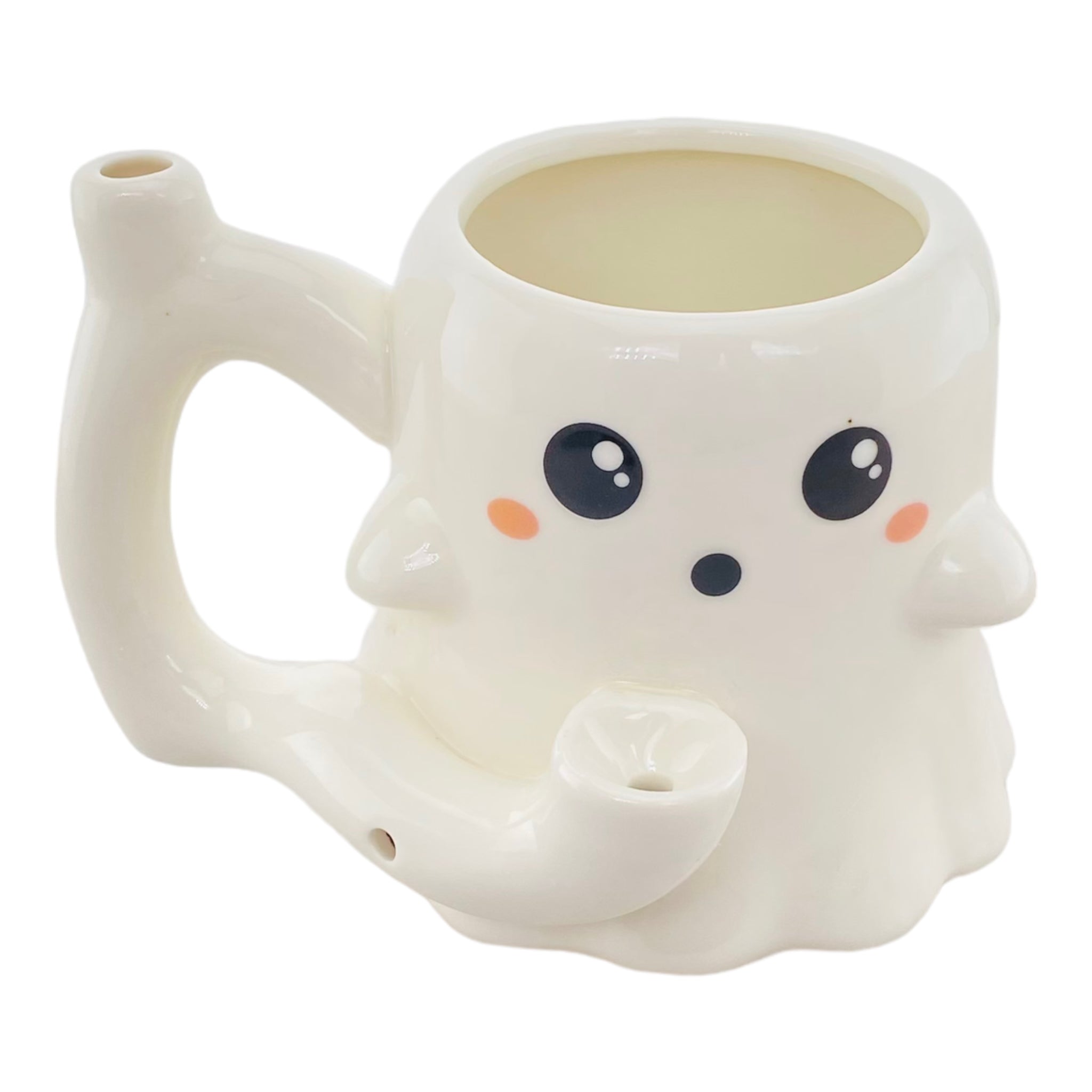 Wake & Bake Ceramic Ghost Coffee Cup & Hand Pipe