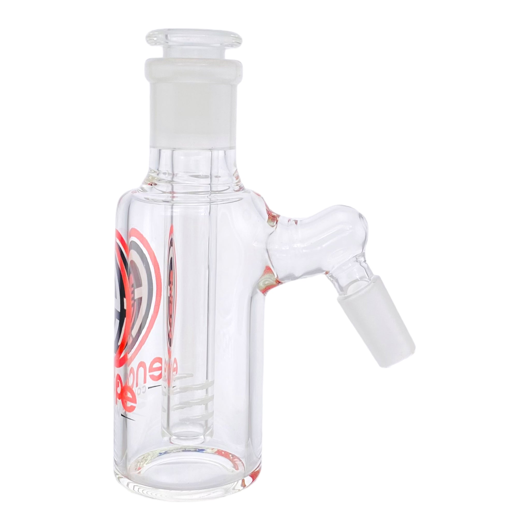 Encore Glass 14mm Ash Cathcer With 45 Degree Joint And Removable Downstem Red Logo