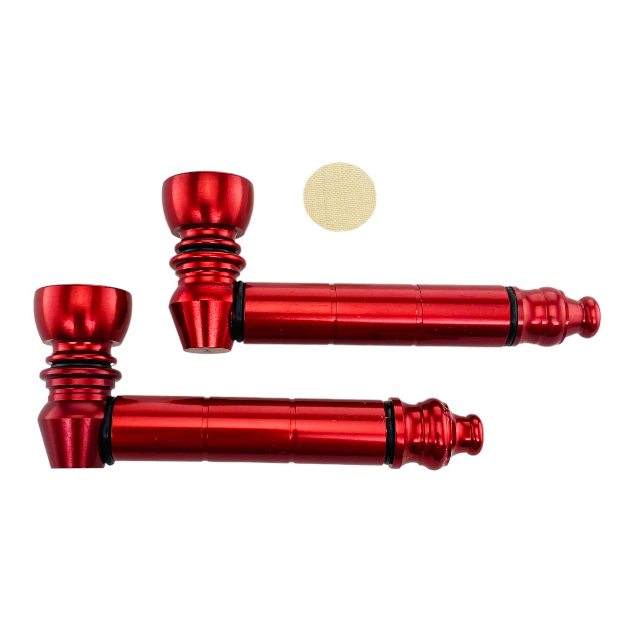 bundle of two metal smoking pipes and 10 metal pipe screens