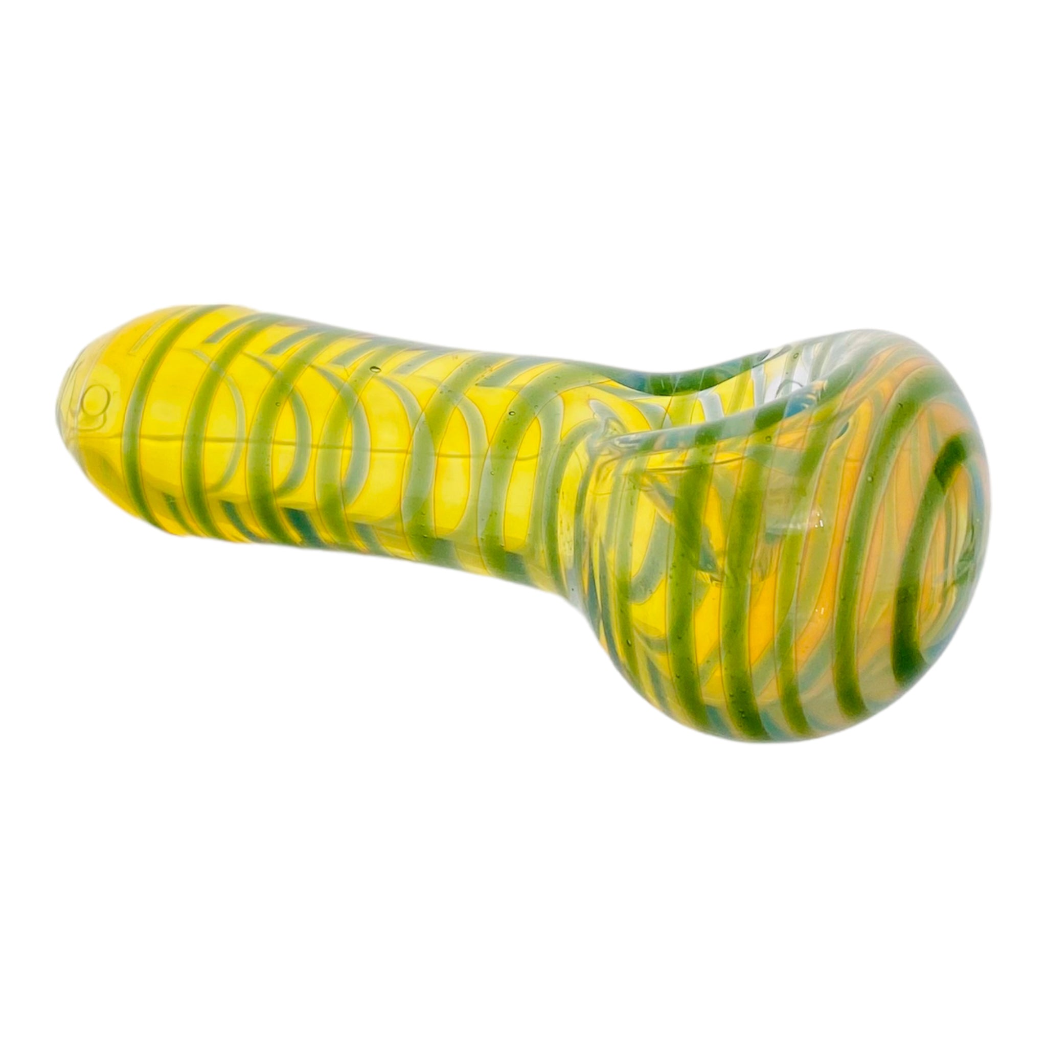 Color Changing Glass Pipe With Green Spiral Color Twist