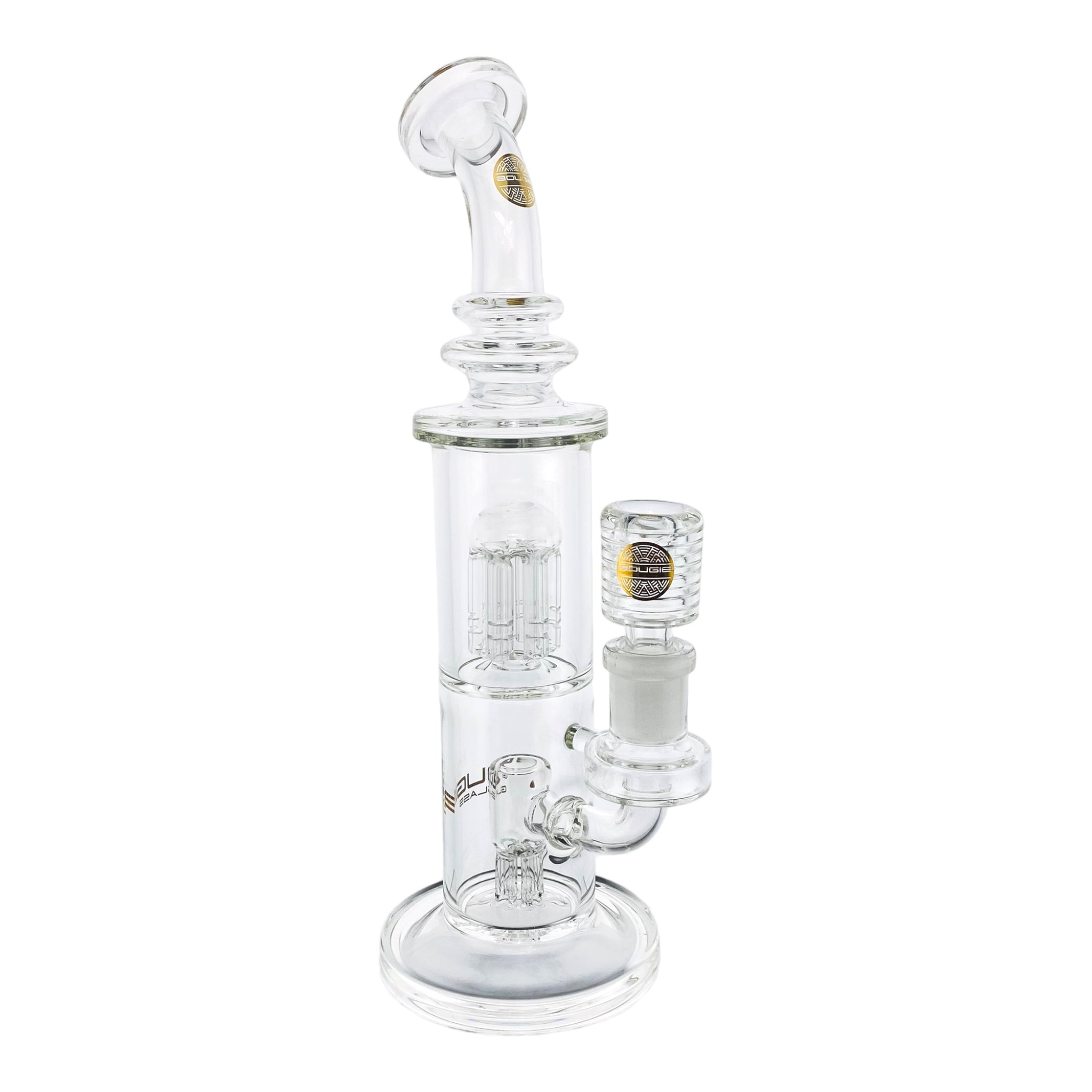 best cheap cute Bougie Glass Double Tree Perc Clear Bubbler Bong