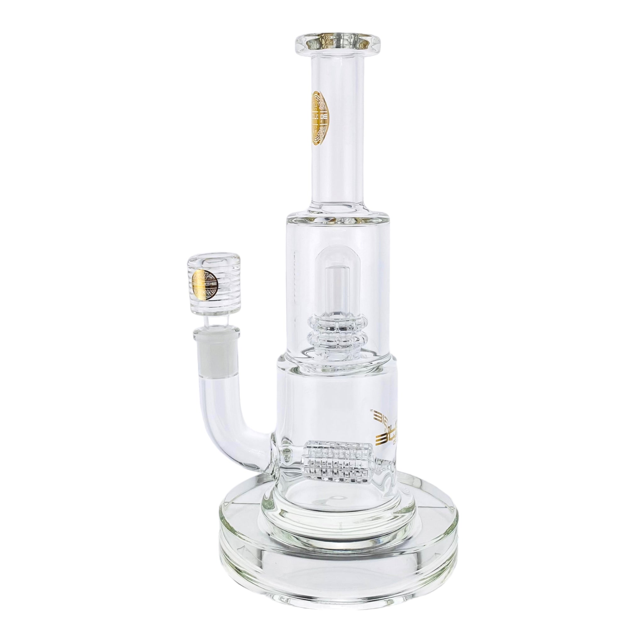 Bougie Glass Multi-Slit Inline And Mushroom Perc Clear Bubbler Bong