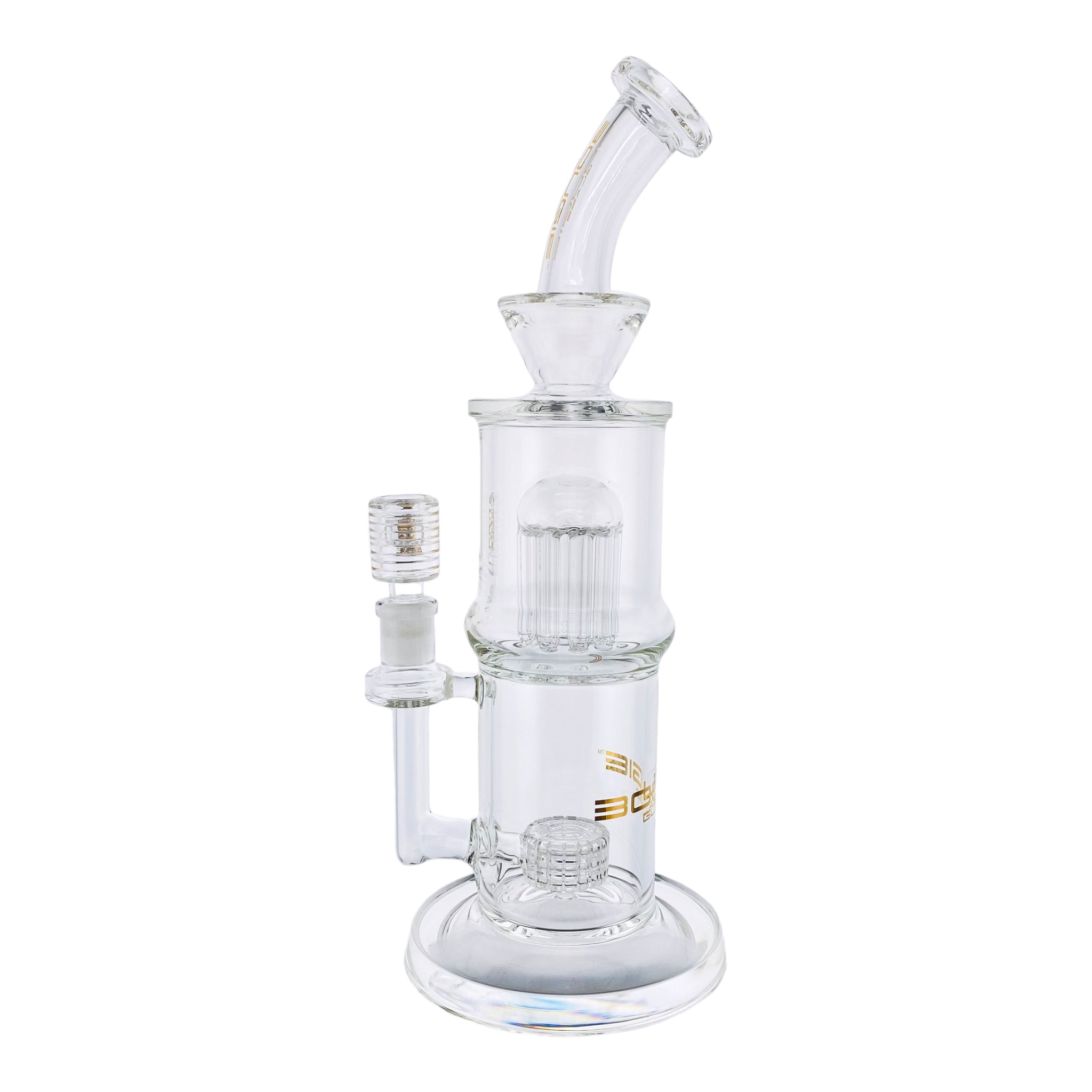 Bougie Glass Multi-Slit Disc And Tree Perc Clear Bubbler Bong