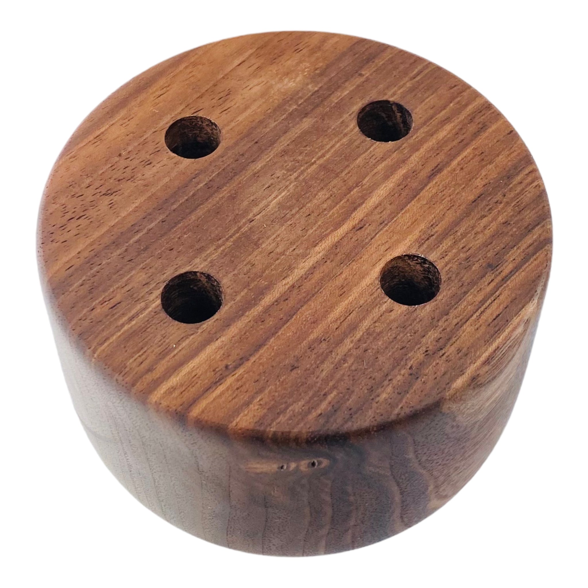 Round 4 Hole Wood Display Stand Holder For 10mm Bong Bowl Pieces Or Quartz Bangers - Black Walnut