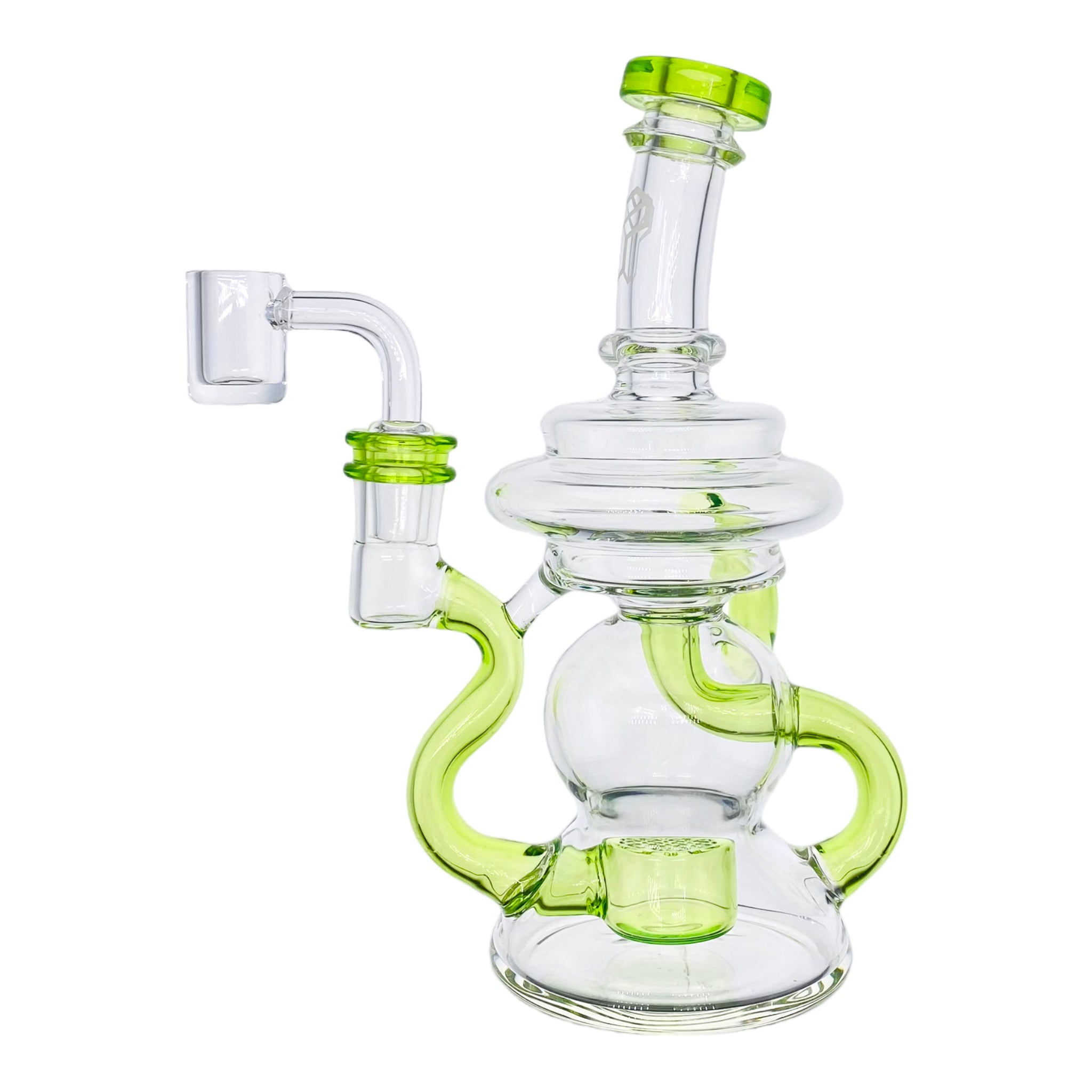 Heady glass Green Klein Recycler Dab Rig With Seed of Life Percolator