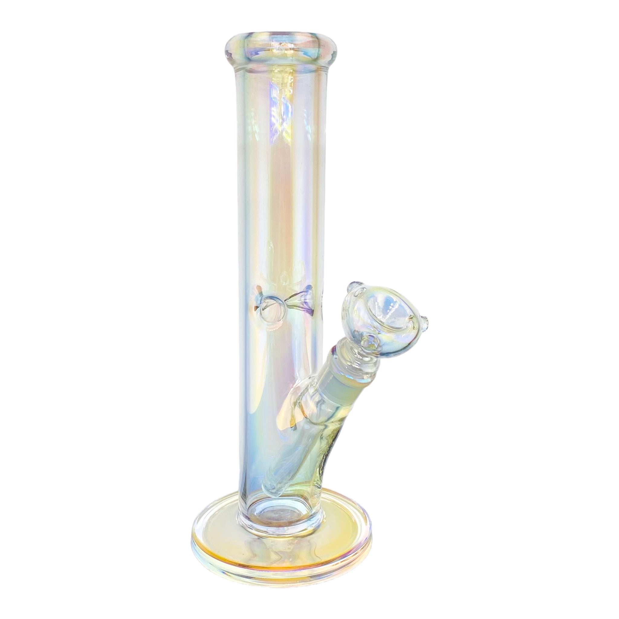 12 Inch Pearlescent Glass Straight Tube Bong