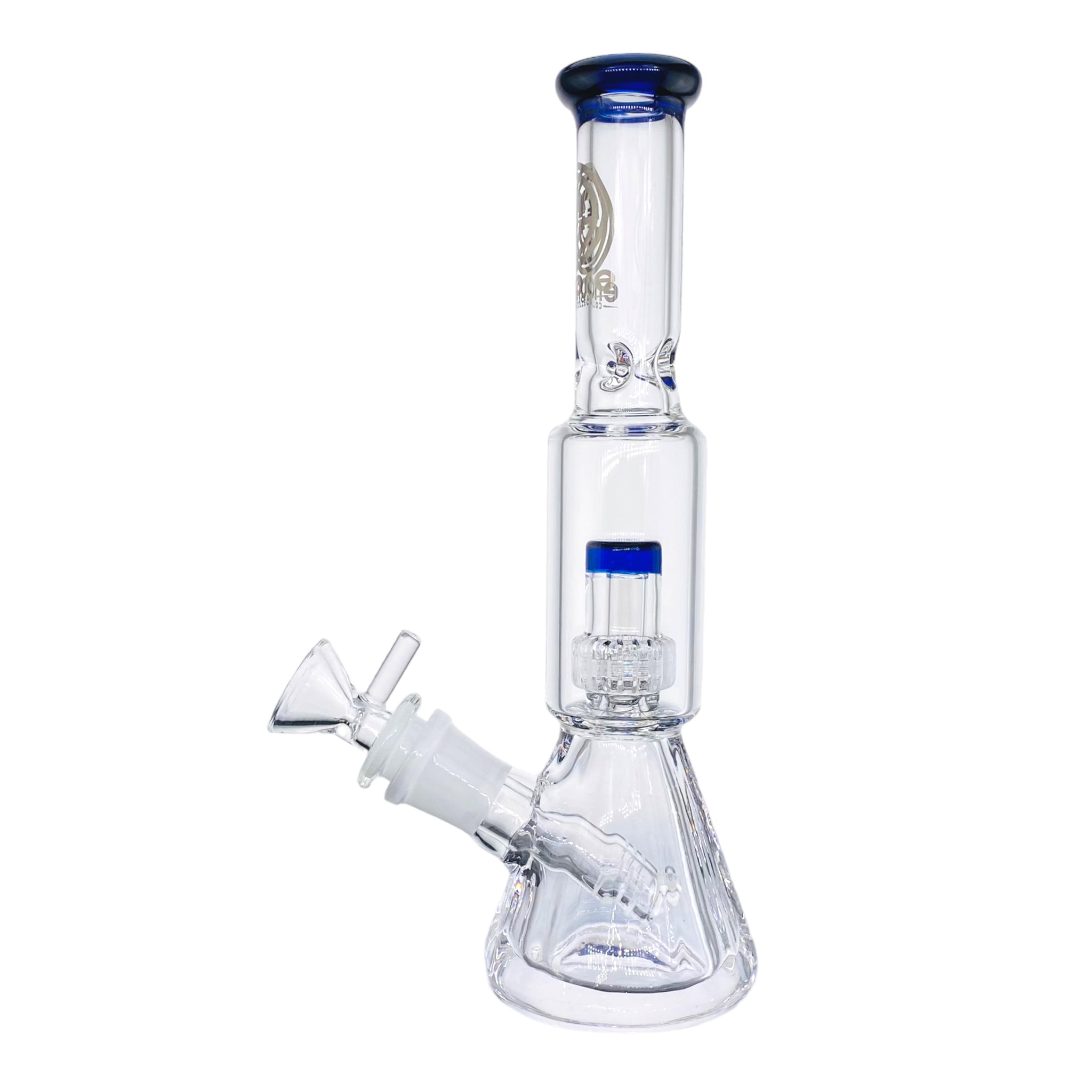 Encore Glass Small Beaker Base Bong With Perc & Extra Thick Base - Blue