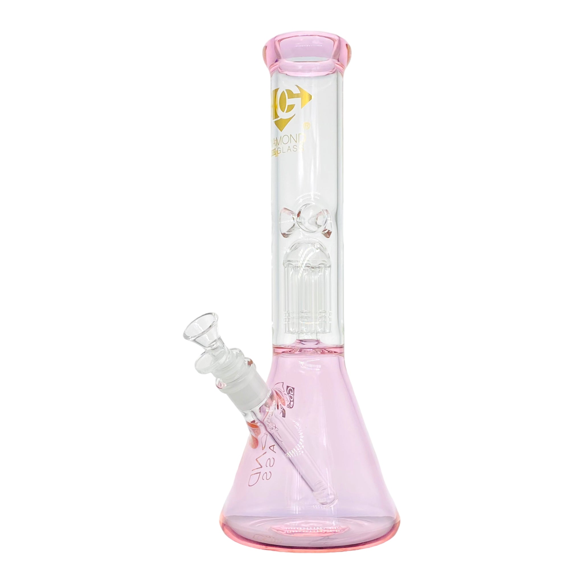 Diamond Glass - 14 Inch Pink Beaker Bong With Tree Perc
