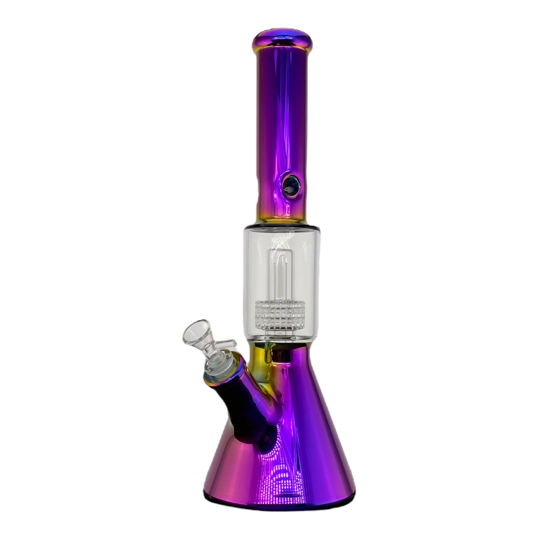14 Inch Rainbow Glass Bong With Multi Slit Disc Perc