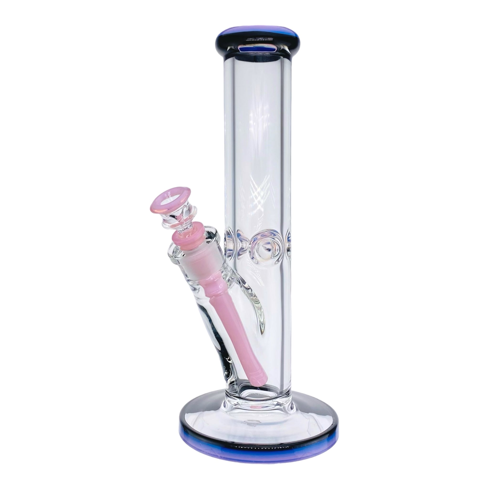 9mm Thick Pink And Black Two Tone Straight Tube Bong 12 Inch
