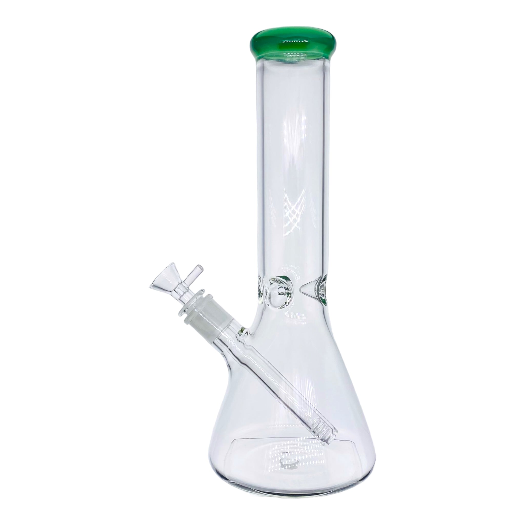 12 Inch Clear Beaker Bong With Green Color Lip