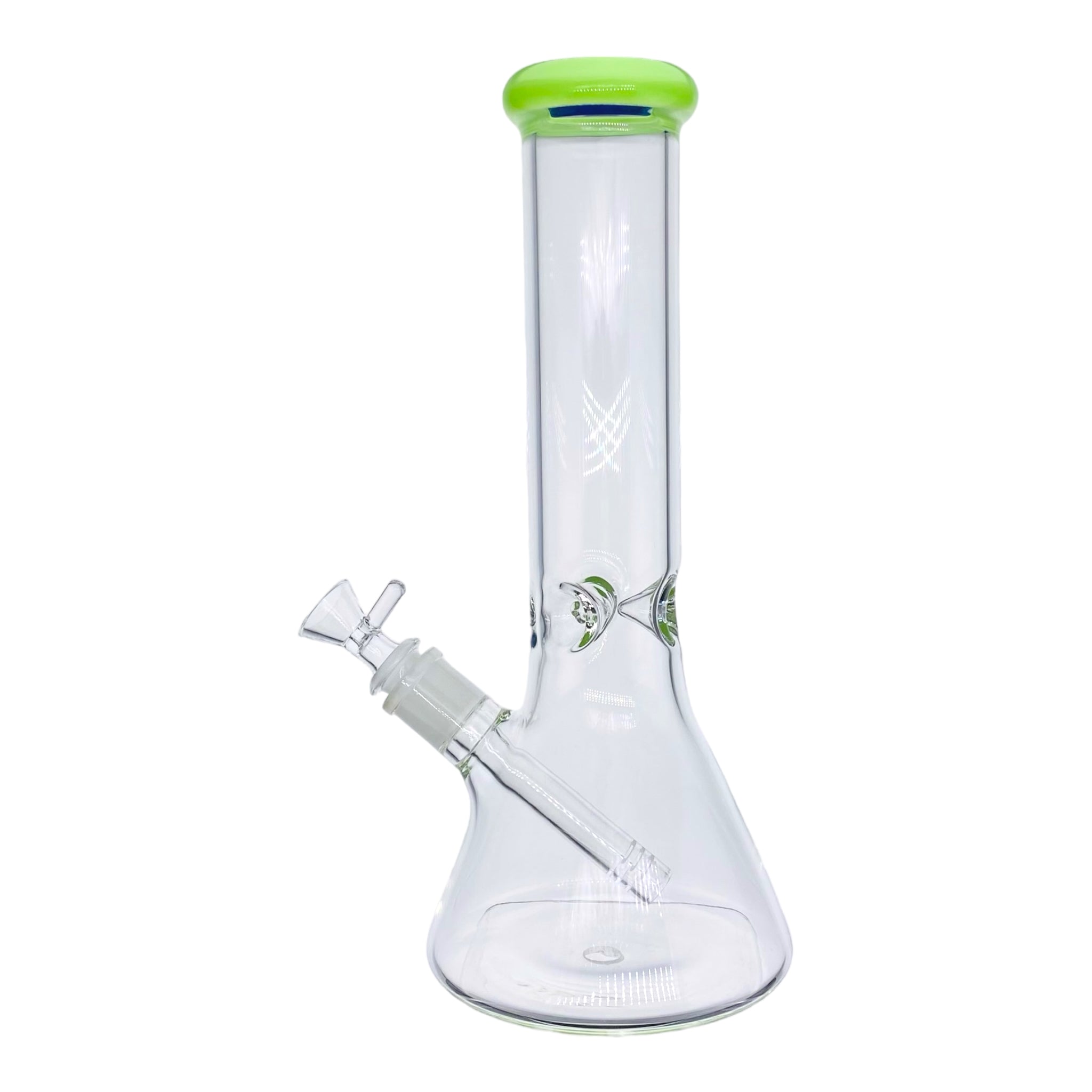 12 Inch Clear Beaker Bong With Slyme Green Mouth Piece