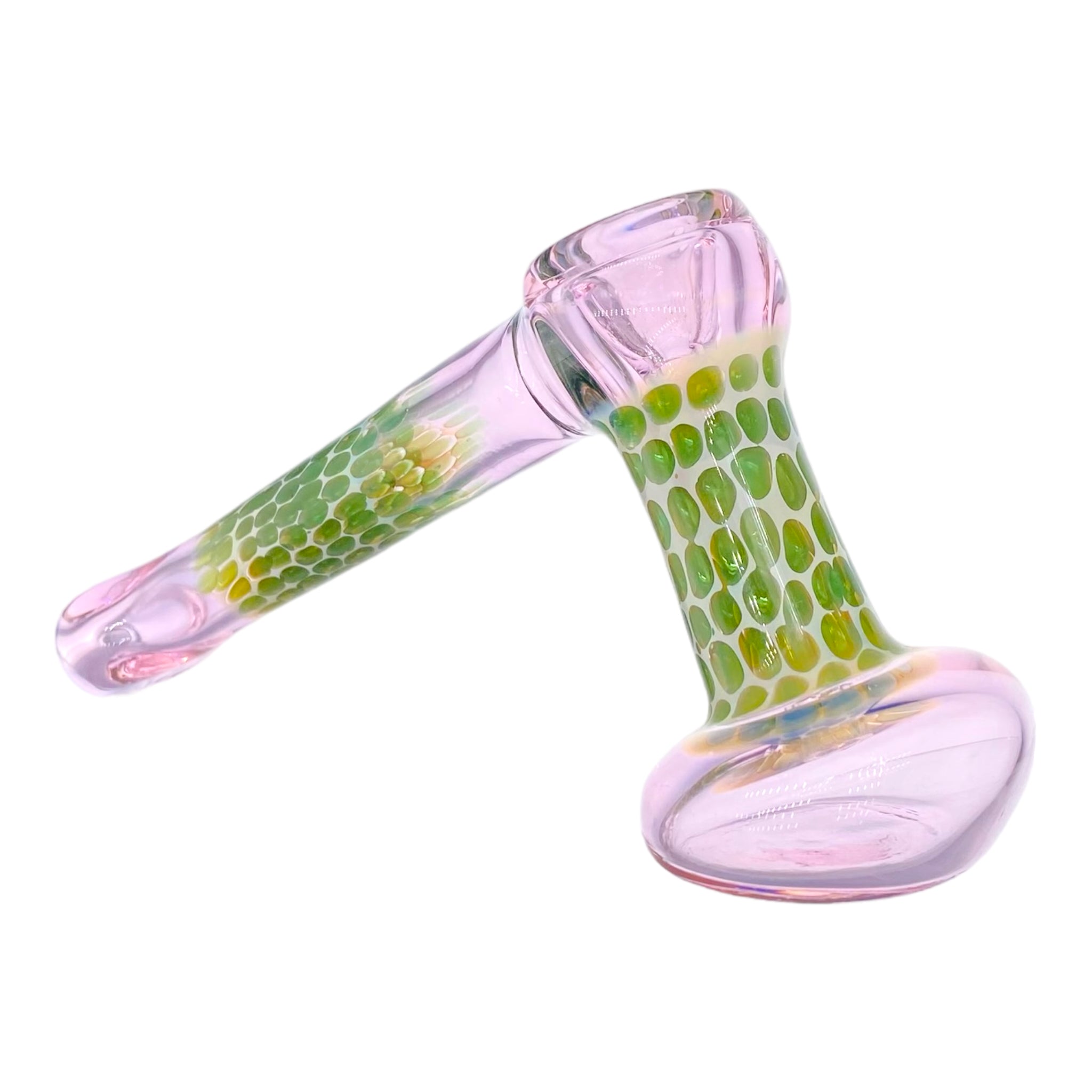 og push bowl bubbler Pink And Green Dot Stack Laydown Glass Bubbler Water Pipe