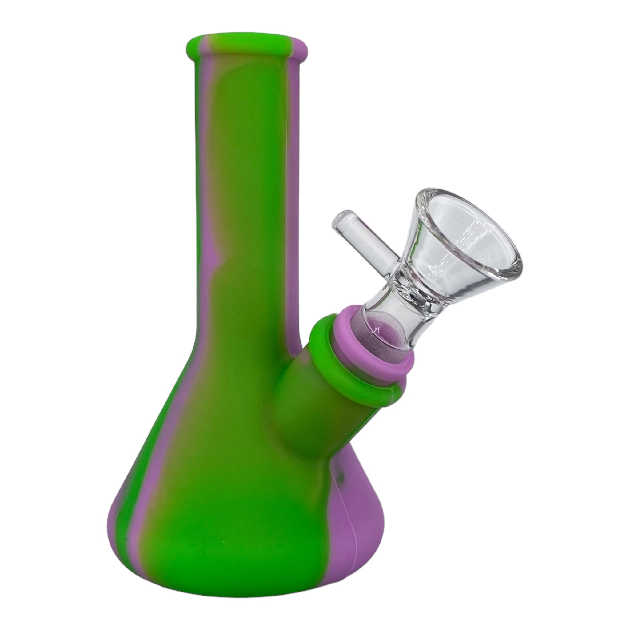 cute girly 5 Inch Mini Silicone Rubber Beaker Bong Pink and Green