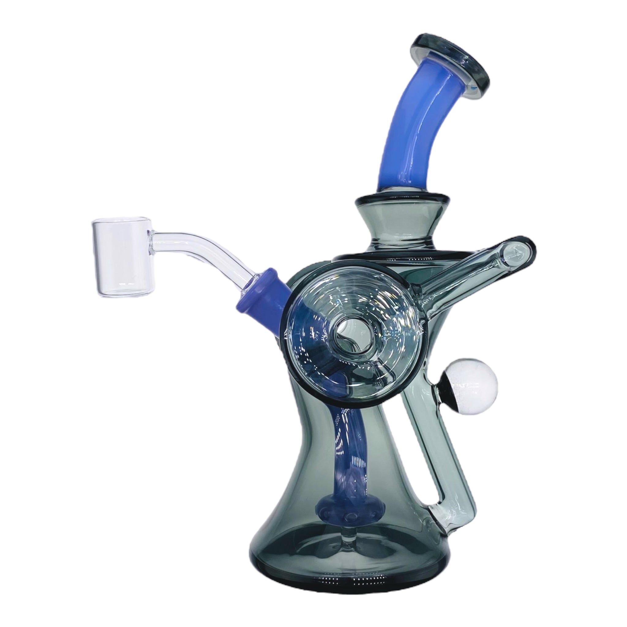 Shadow Black And Purple Double Uptake Recycler Glass Dab Rig