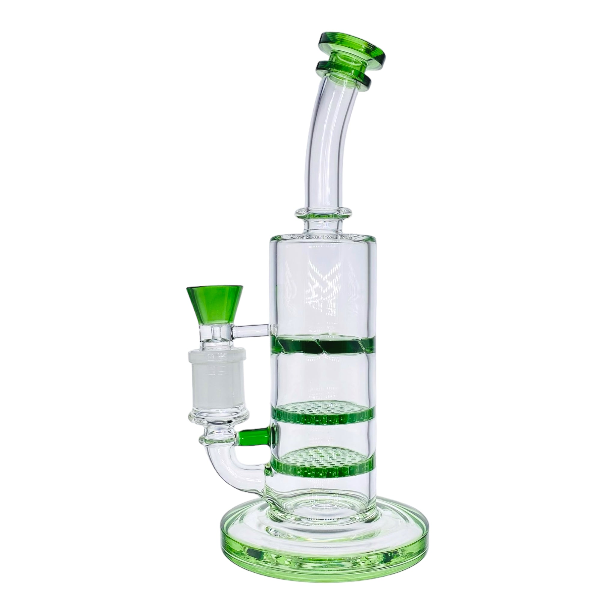 10 Inch Green Inline Bong With Double Honeycomb Percs And Smoke Turbine