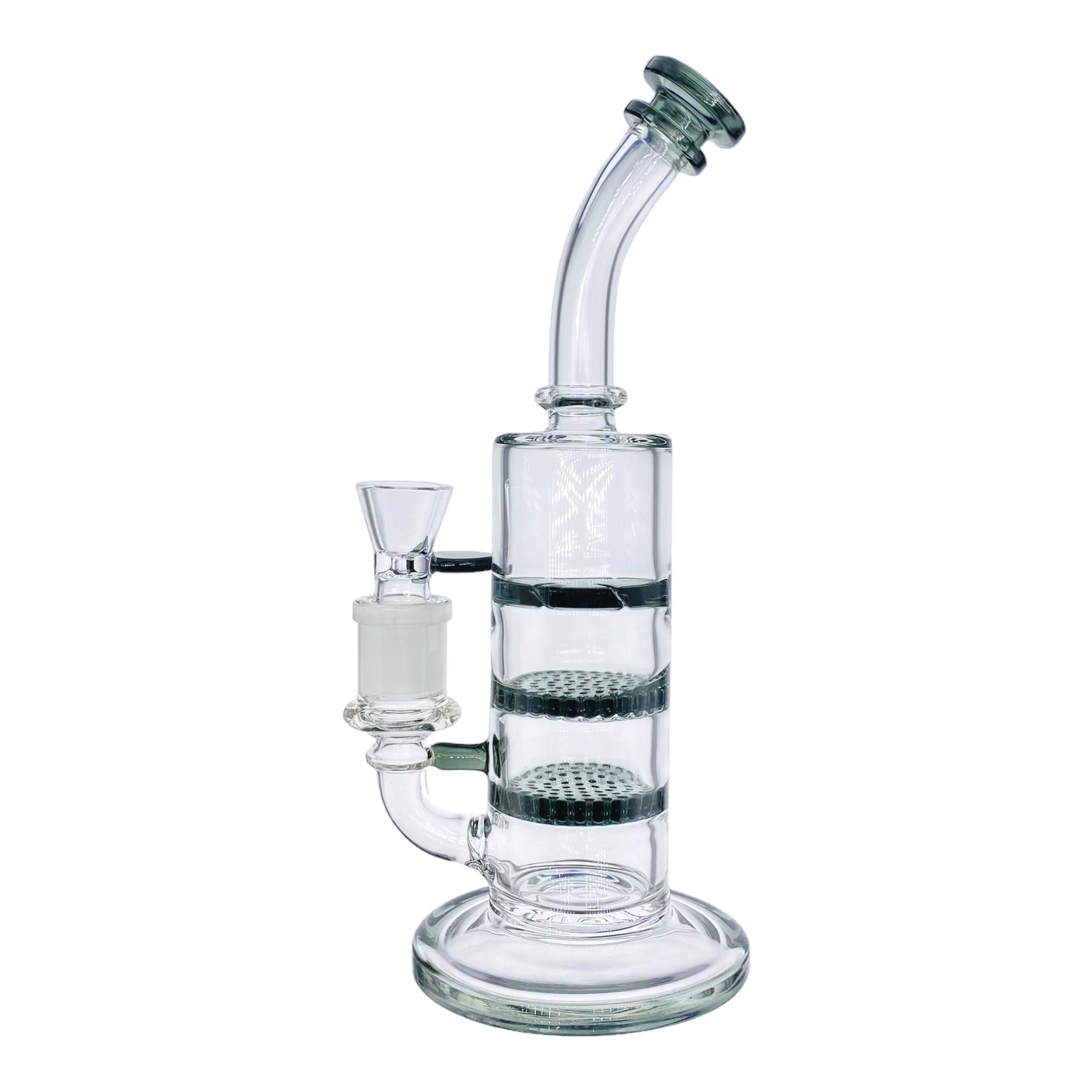 10 Inch Shadow Black Inline Bong With Double Honeycomb Percs And Smoke Turbine