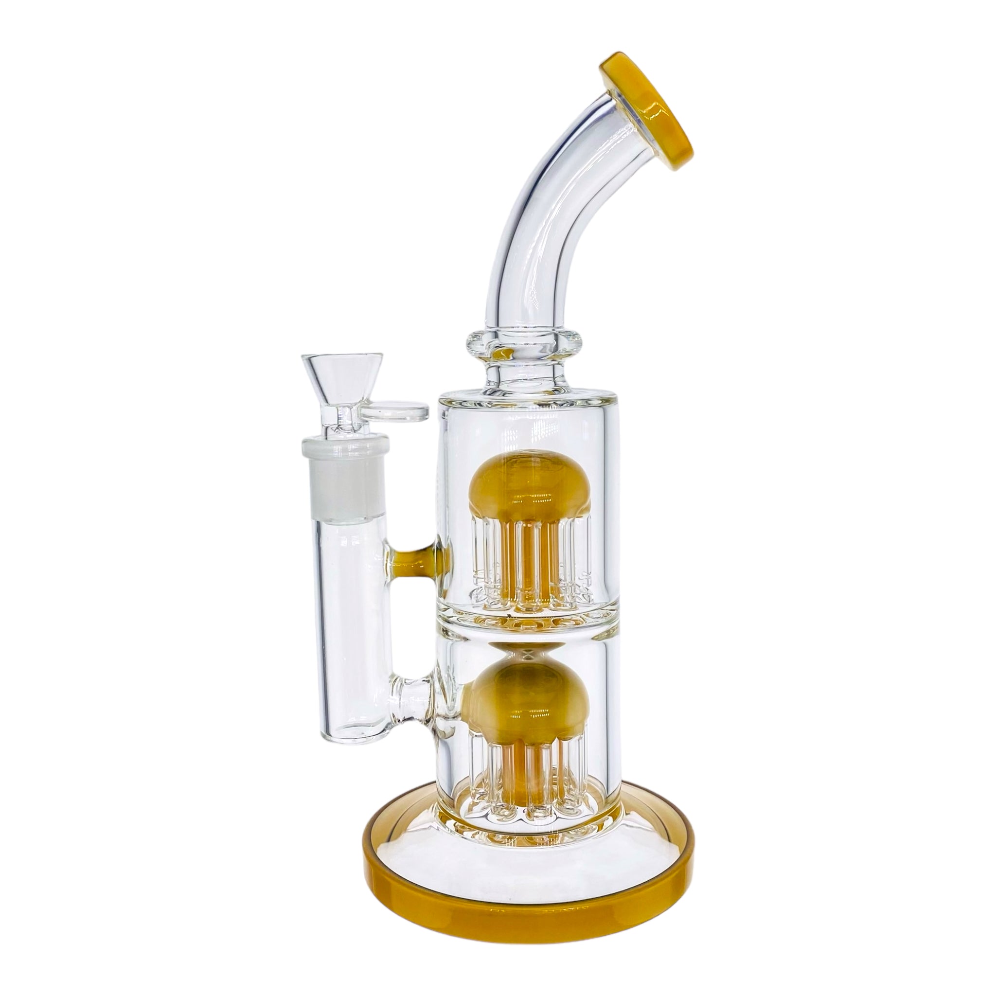 10 Inch Sunset Orange Inline Bong With Double Tree Percs