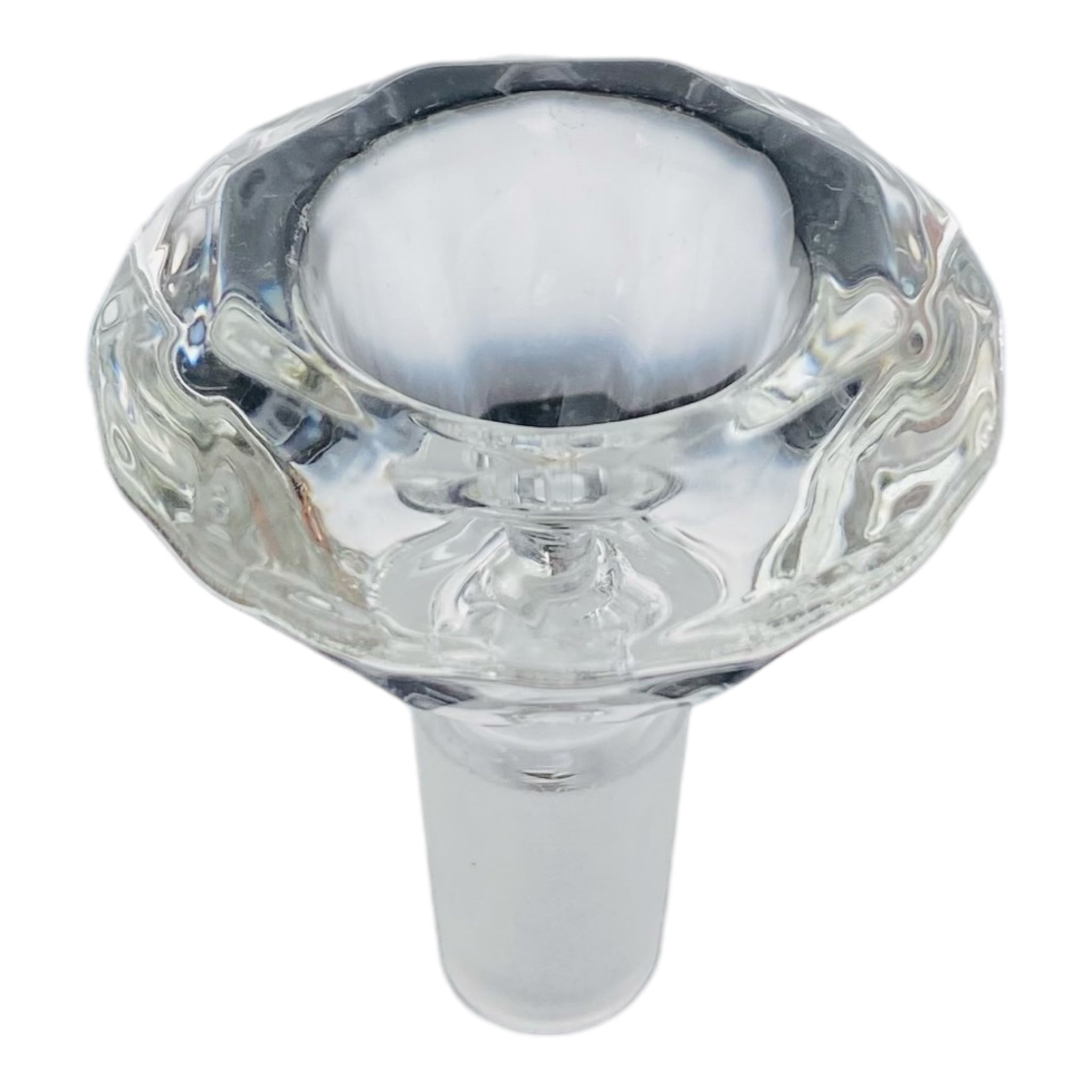 14mm Flower Bowl - Faceted Diamond Glass Bong Bowl Piece - Clear