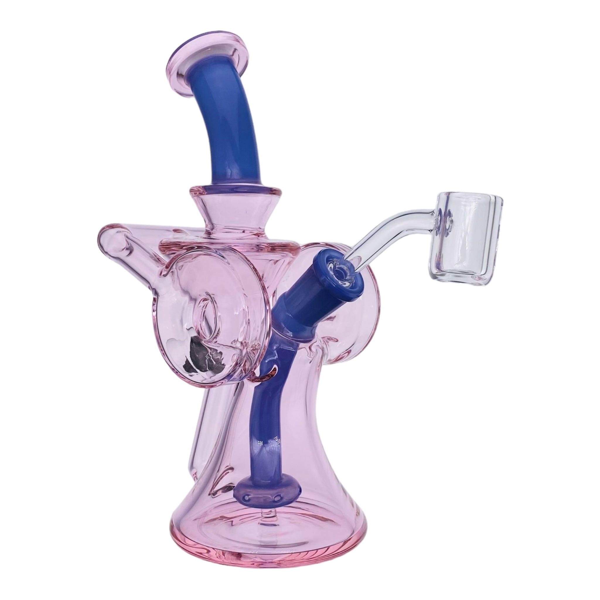 Pink And Purple Double Uptake Recycler Glass Dab Rig