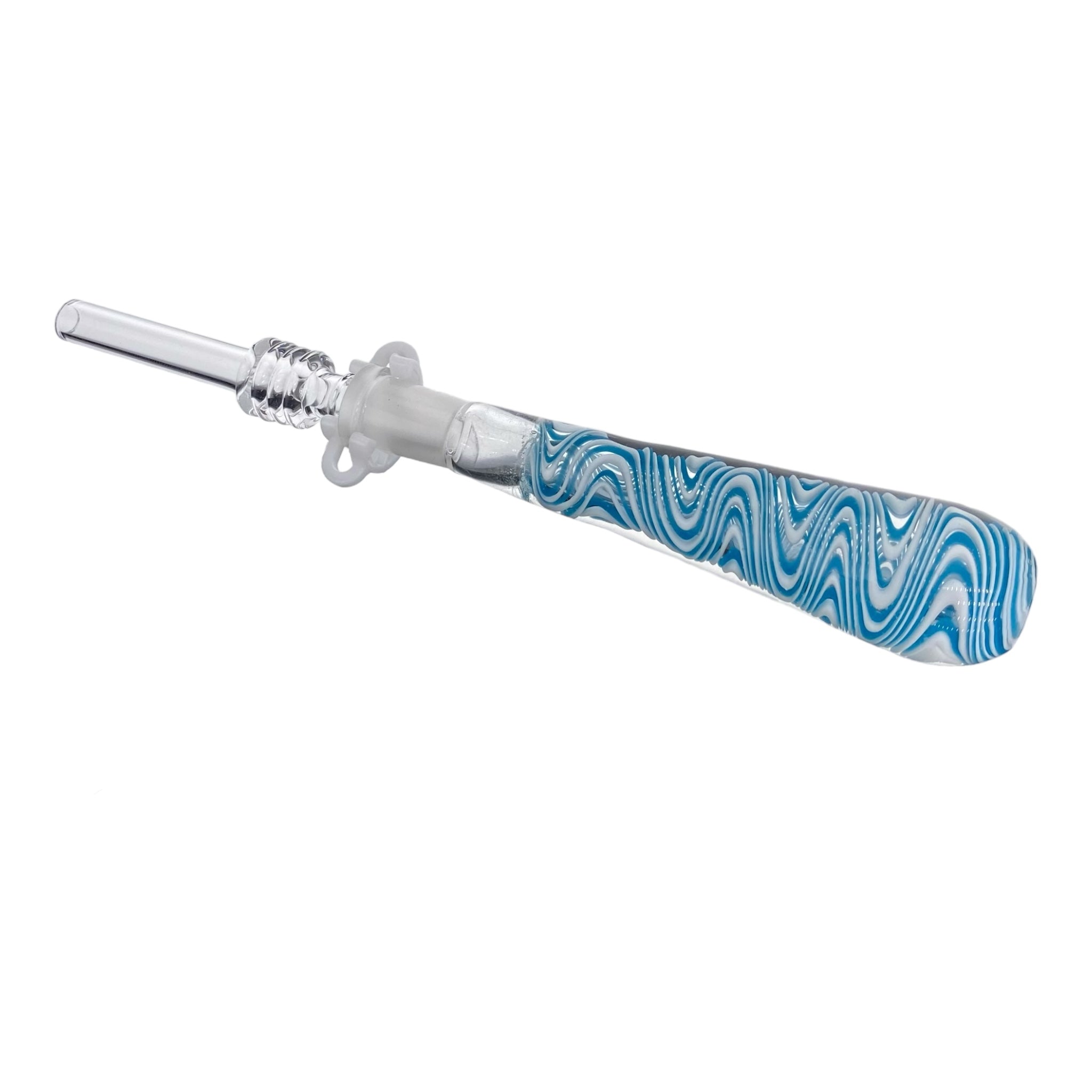 10mm Nectar Collector - Blue And White Linework Inside Out With 10mm Quartz Tip
