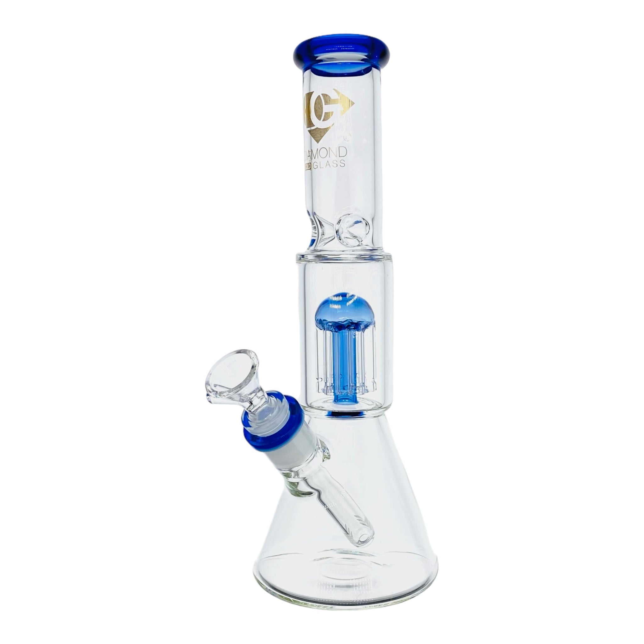 Diamond Glass Bong - Blue 11 Inch Beaker Bong With Tree Perc for sale