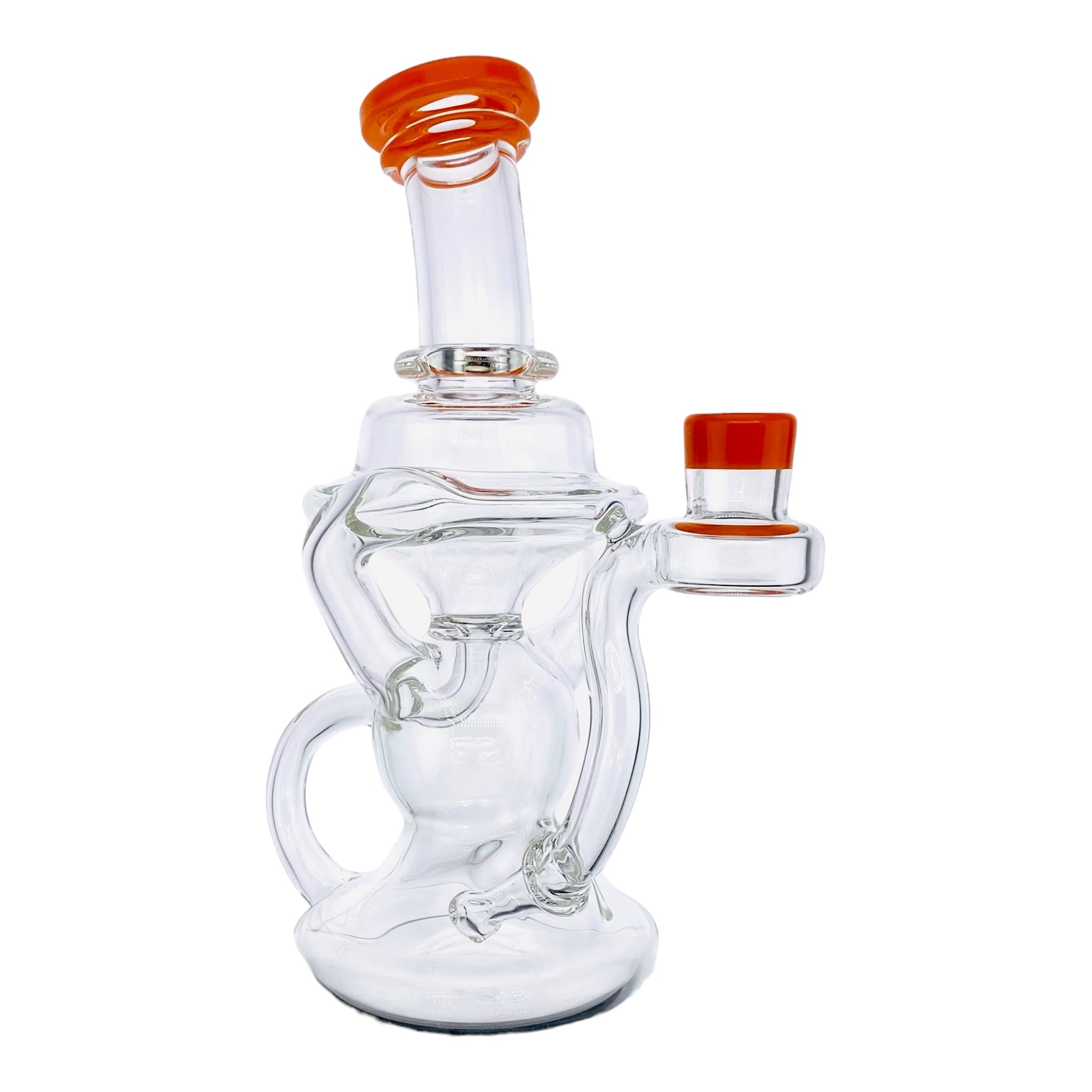 heady glass Santa Cruz Glass - Clear Klein Recycler Dab Rig With Orange Lip for sale