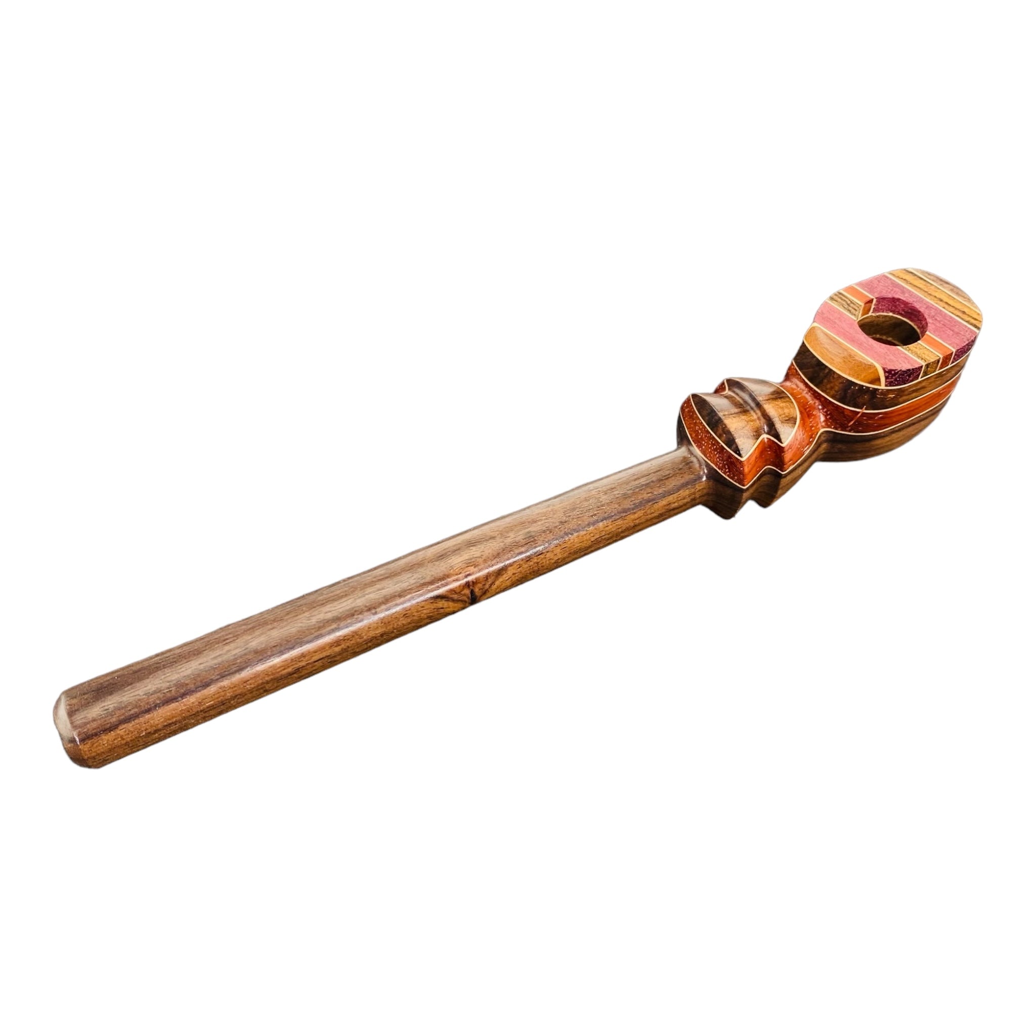 Wood Hand Pipe - 8 Inch Long Stem Peace Pipe Shape Wood Pipe