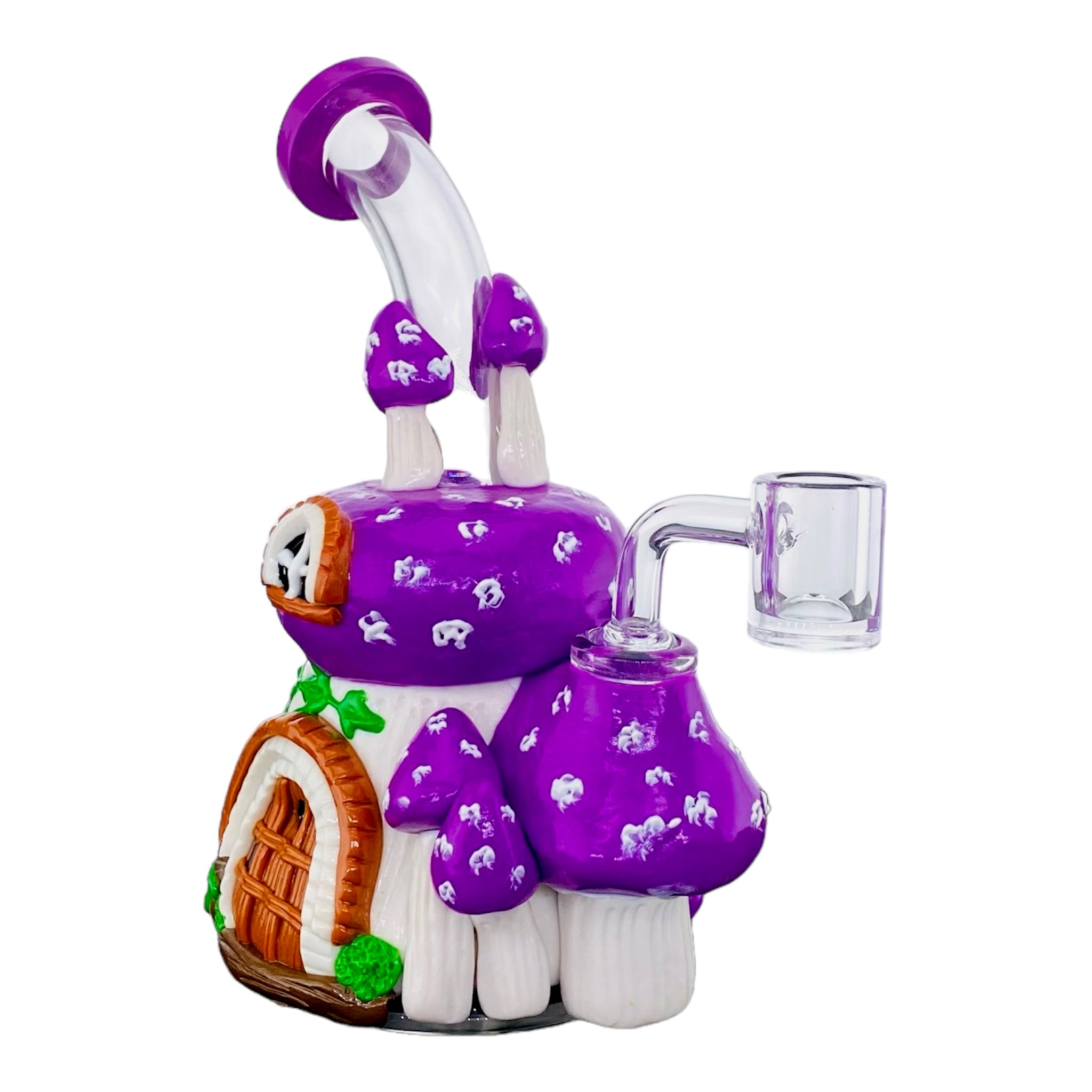 cute girly Purple And White Mushroom House Small Dab Rig for sale