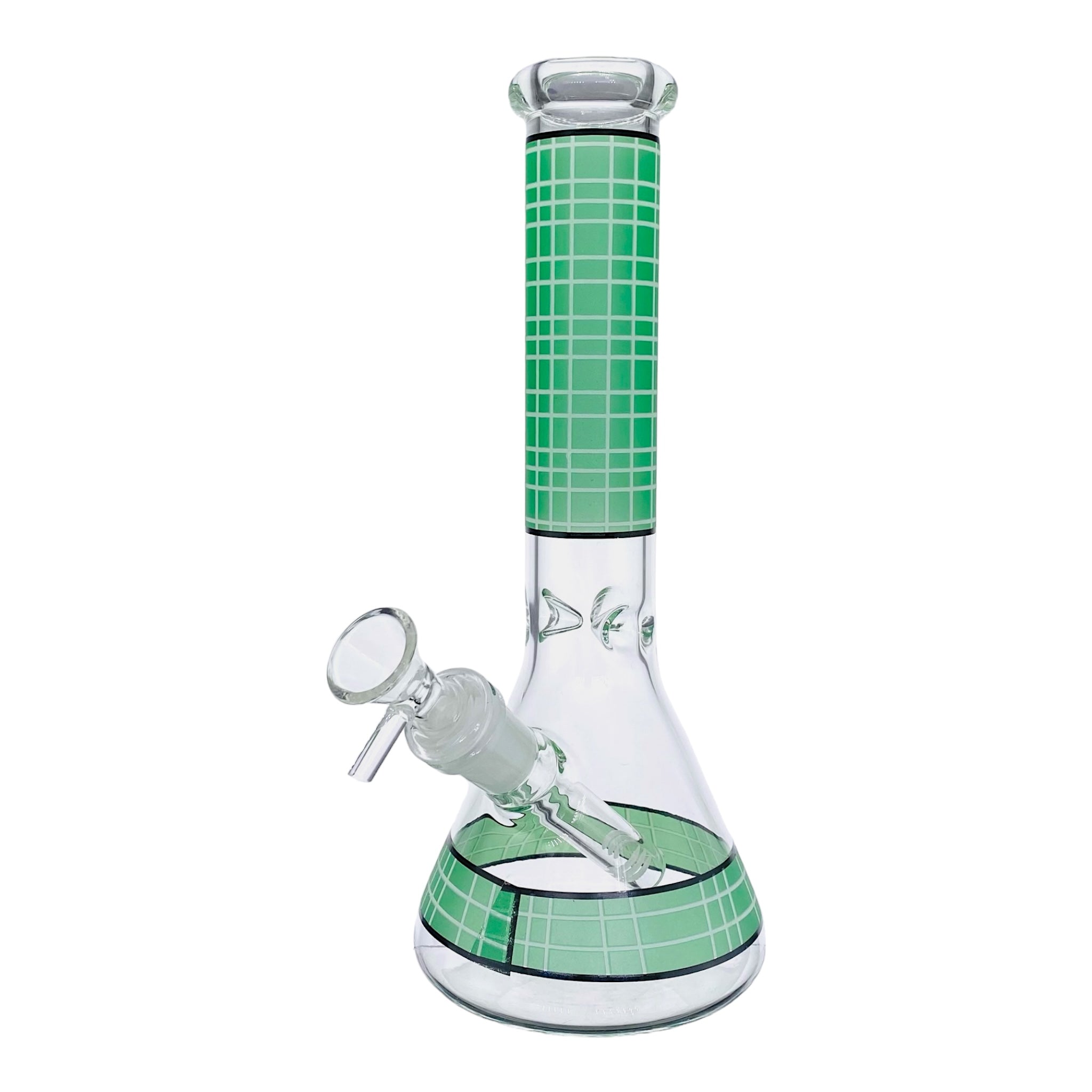 small travel Clear Beaker Glass Bong With Green Plaid for sale