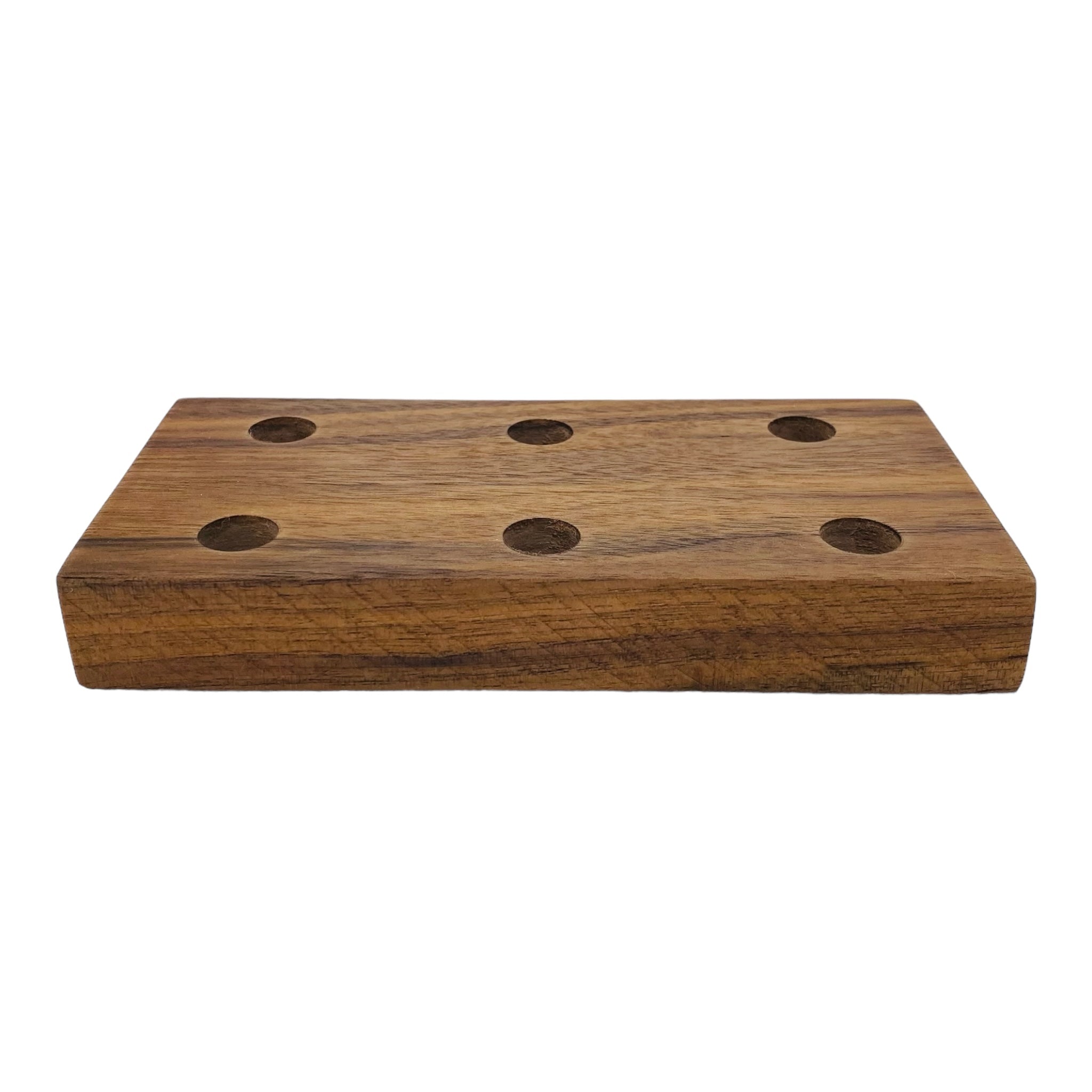 6 Hole Wood Display Stand Holder For 14mm Bong Bowl Pieces Or Quartz Bangers - Flat Black Walnut